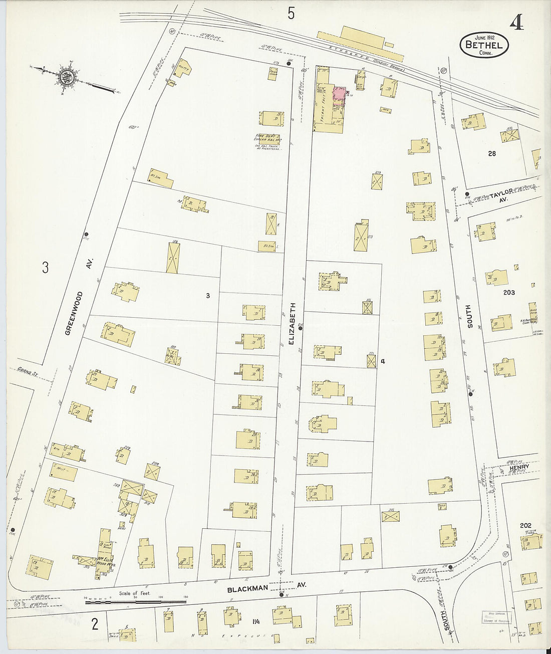 This old map of Bethel, Fairfield County, Connecticut was created by Sanborn Map Company in 1912