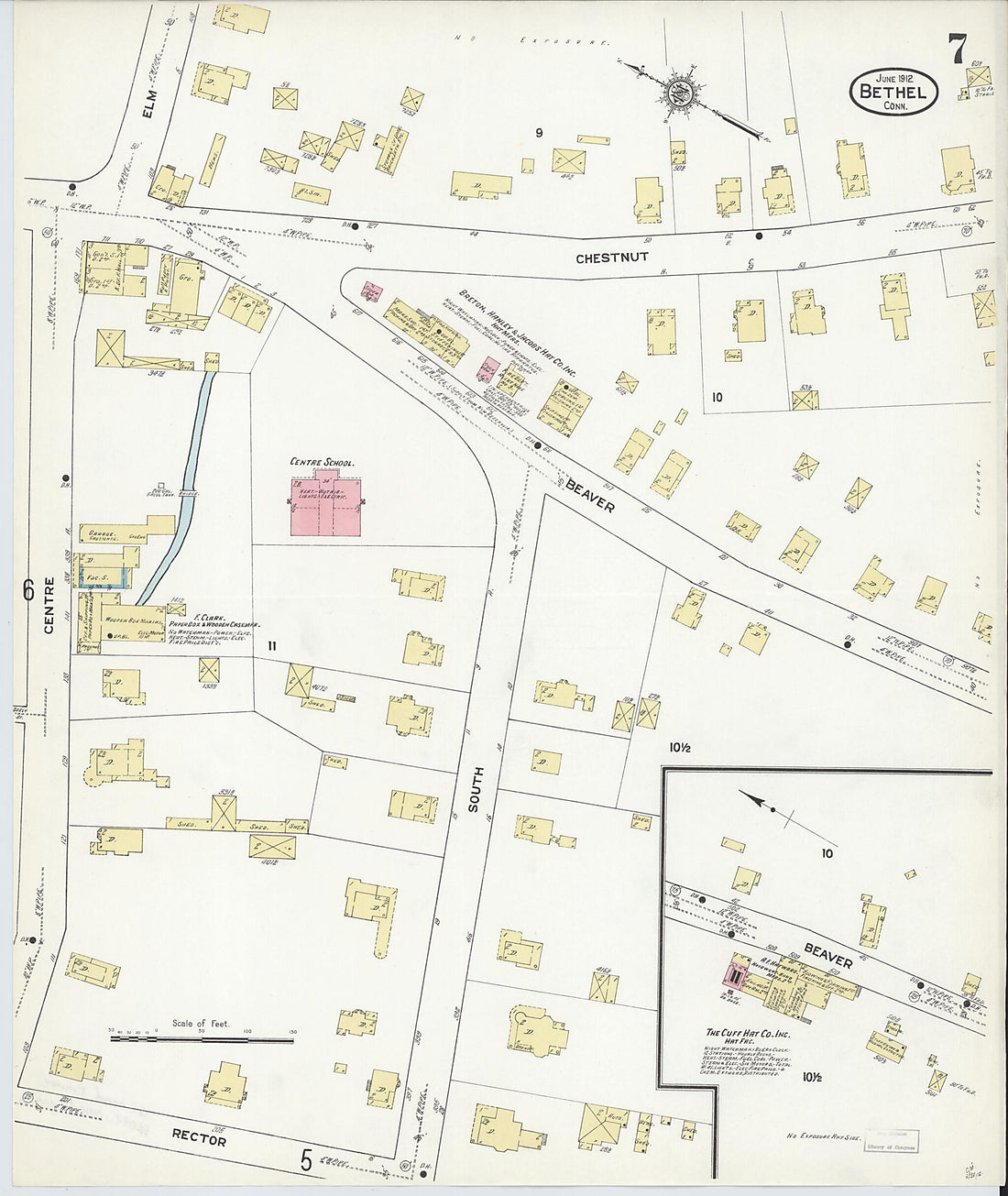 This old map of Bethel, Fairfield County, Connecticut was created by Sanborn Map Company in 1912