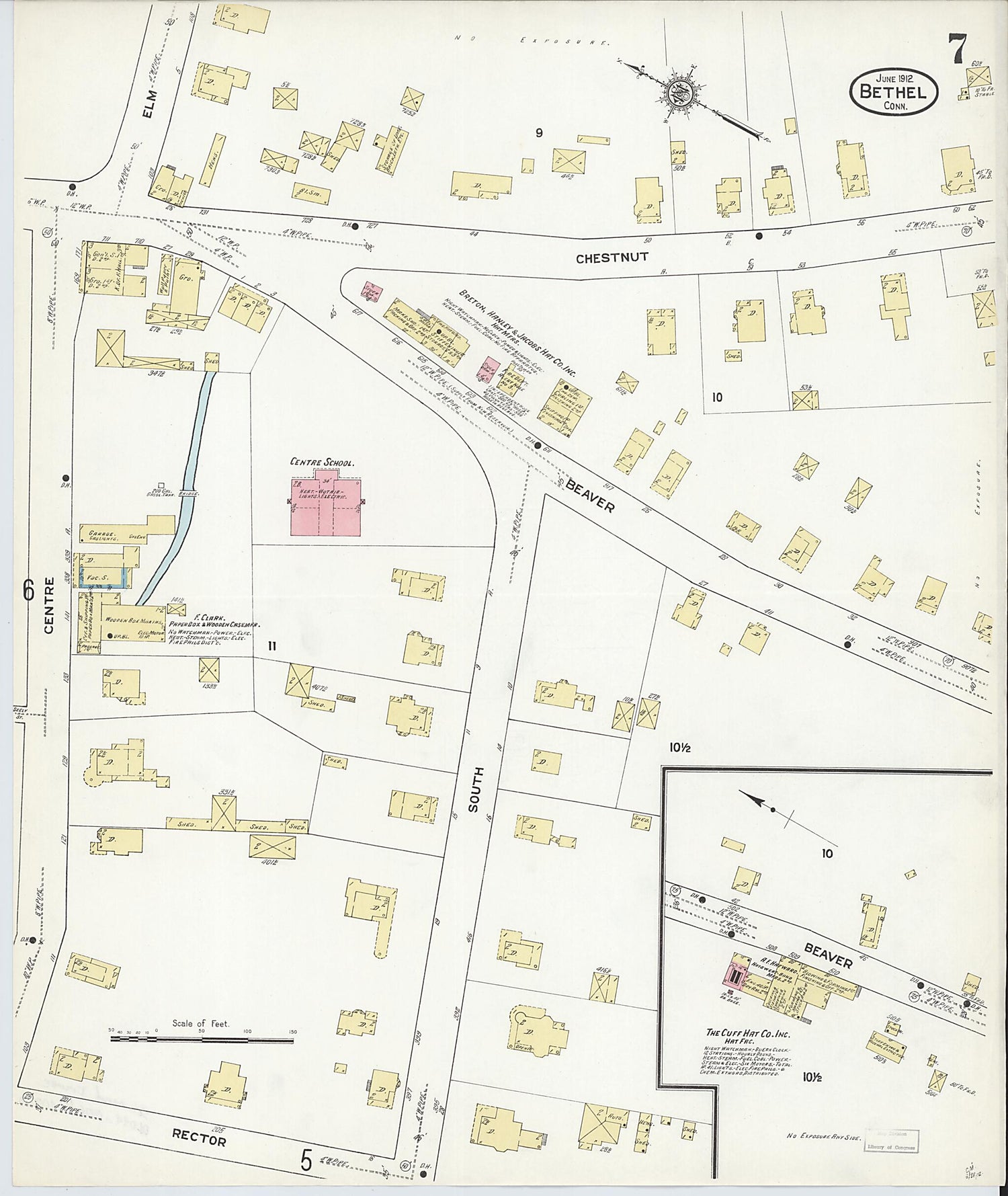 This old map of Bethel, Fairfield County, Connecticut was created by Sanborn Map Company in 1912