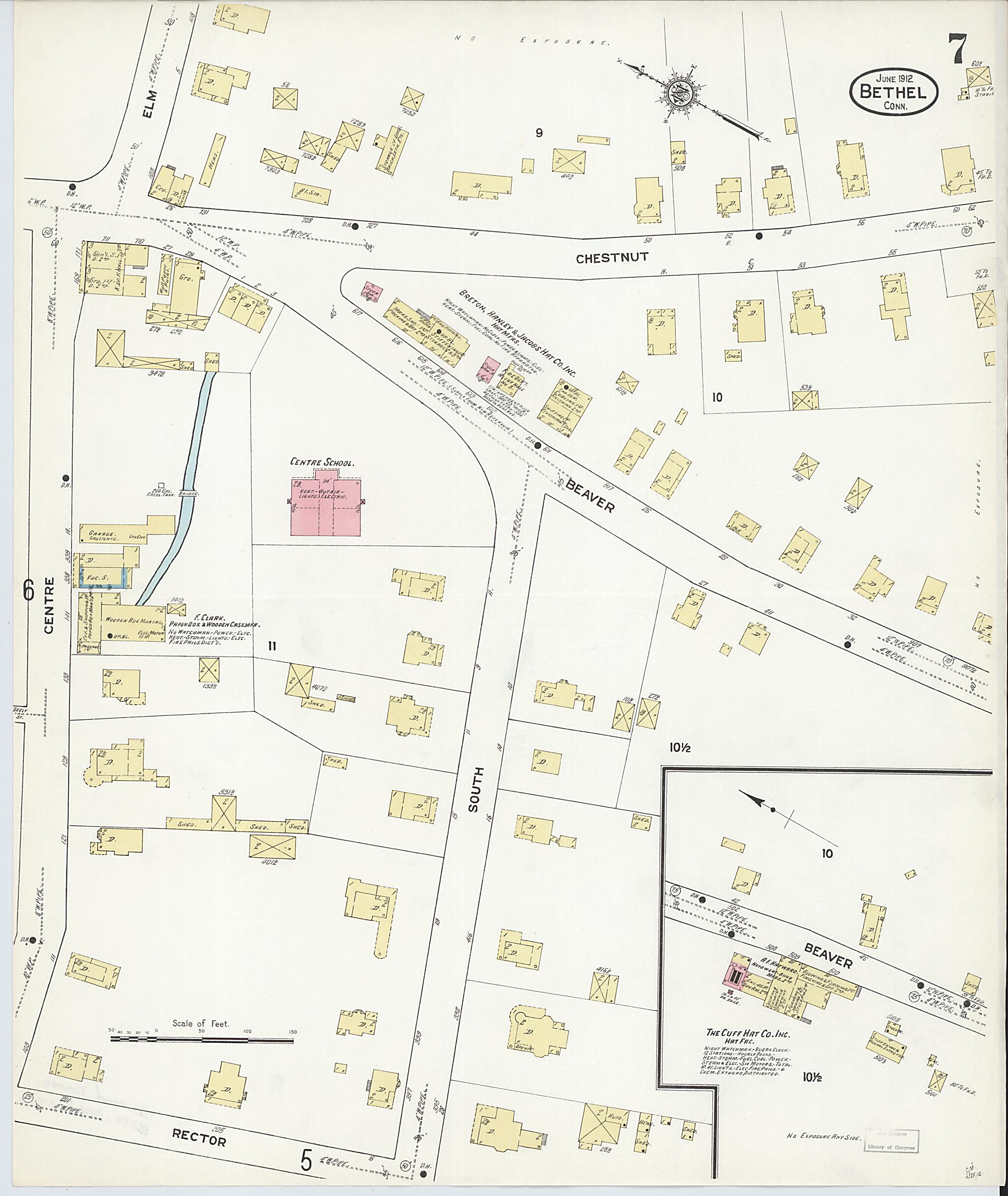 This old map of Bethel, Fairfield County, Connecticut was created by Sanborn Map Company in 1912
