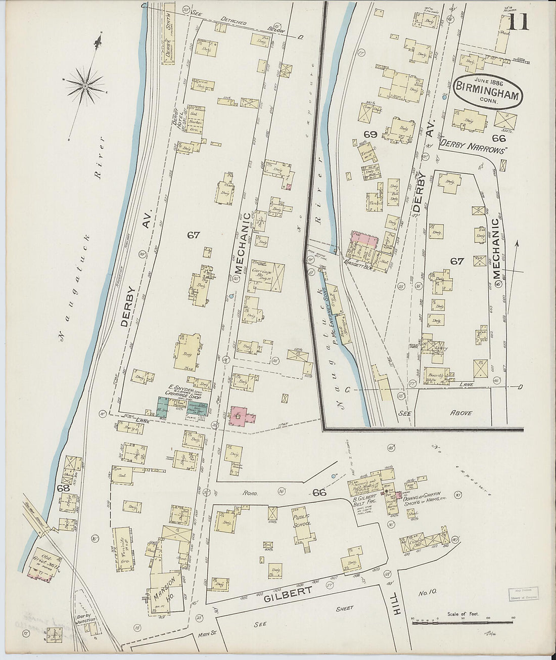 This old map of Birmingham, New Haven County, Connecticut was created by Sanborn Map Company in 1886
