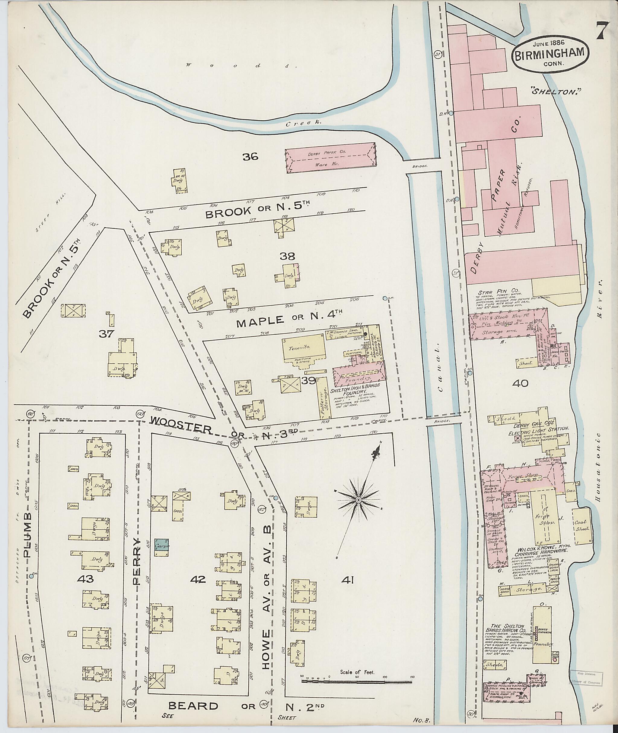 This old map of Birmingham, New Haven County, Connecticut was created by Sanborn Map Company in 1886