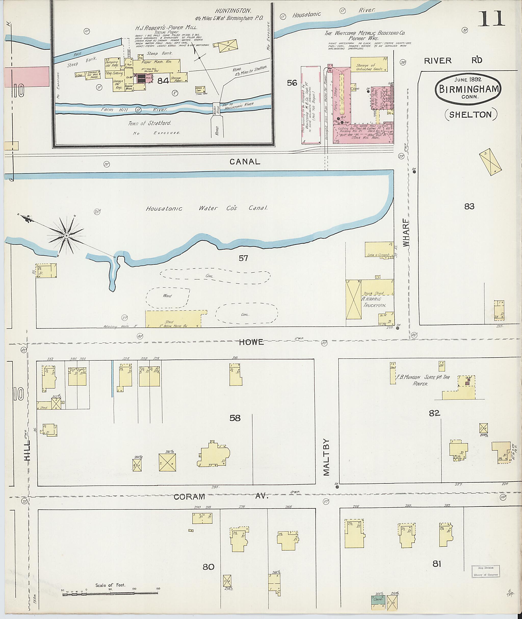 This old map of Shelton, New Haven County, Connecticut was created by Sanborn Map Company in 1892