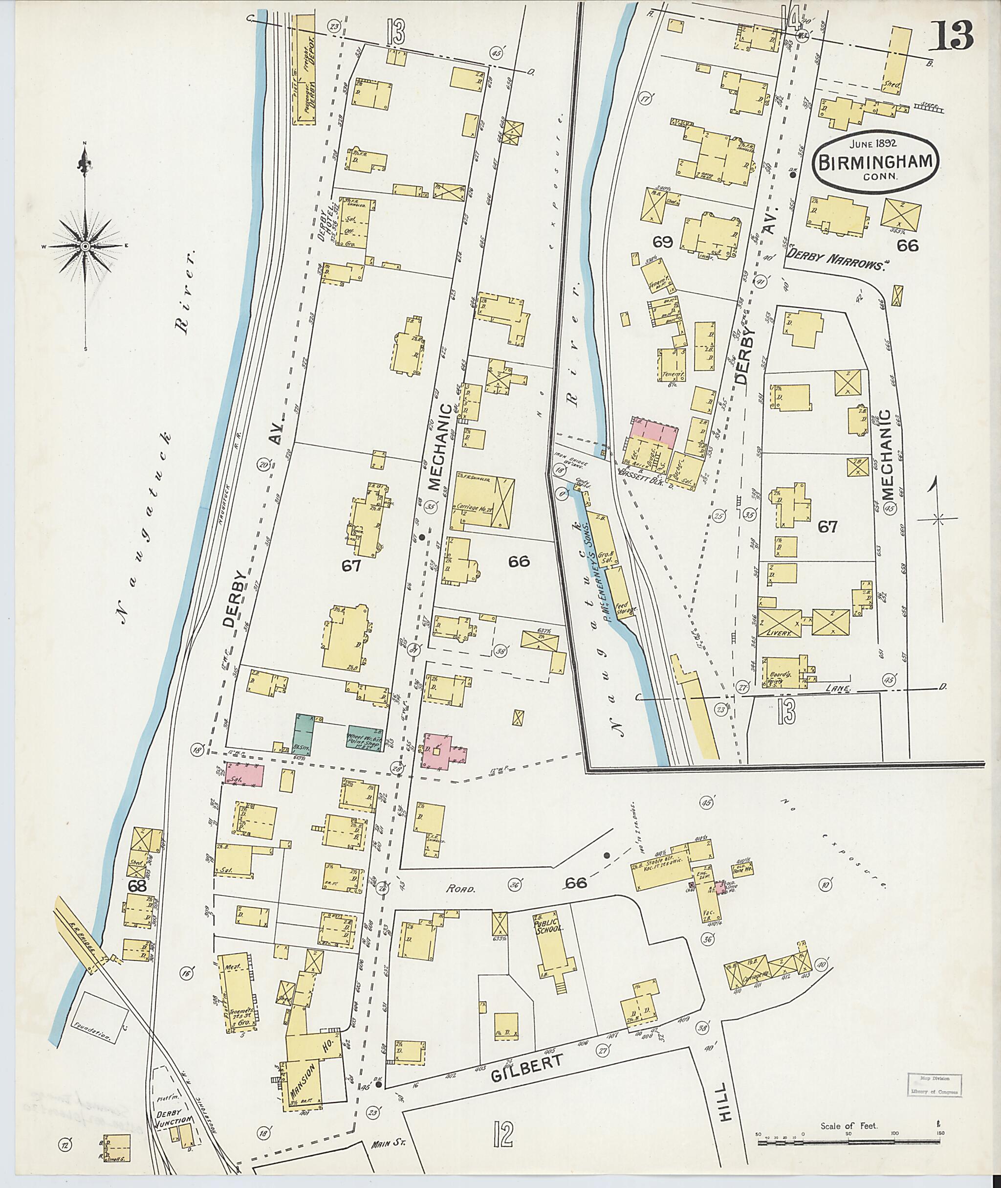 This old map of Shelton, New Haven County, Connecticut was created by Sanborn Map Company in 1892