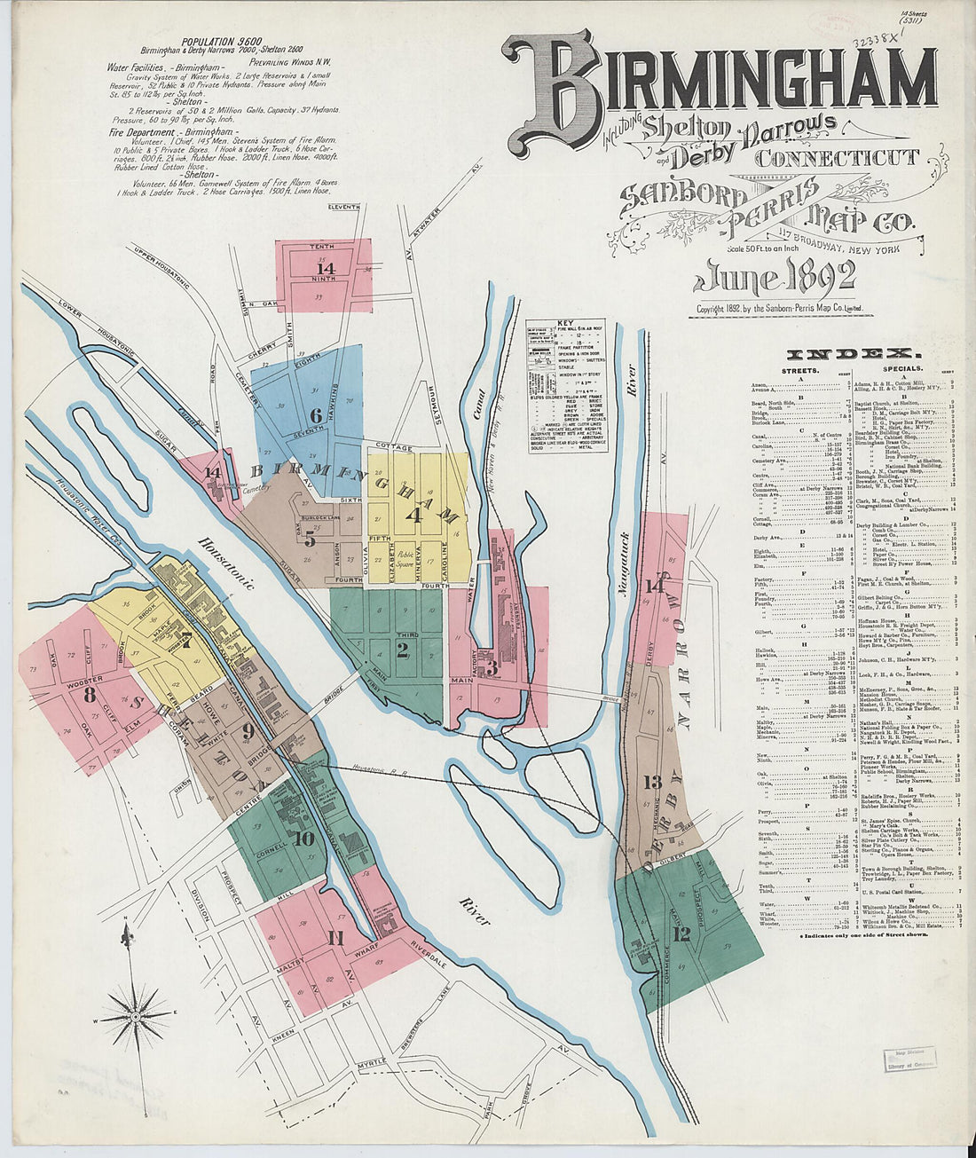 This old map of Shelton, New Haven County, Connecticut was created by Sanborn Map Company in 1892