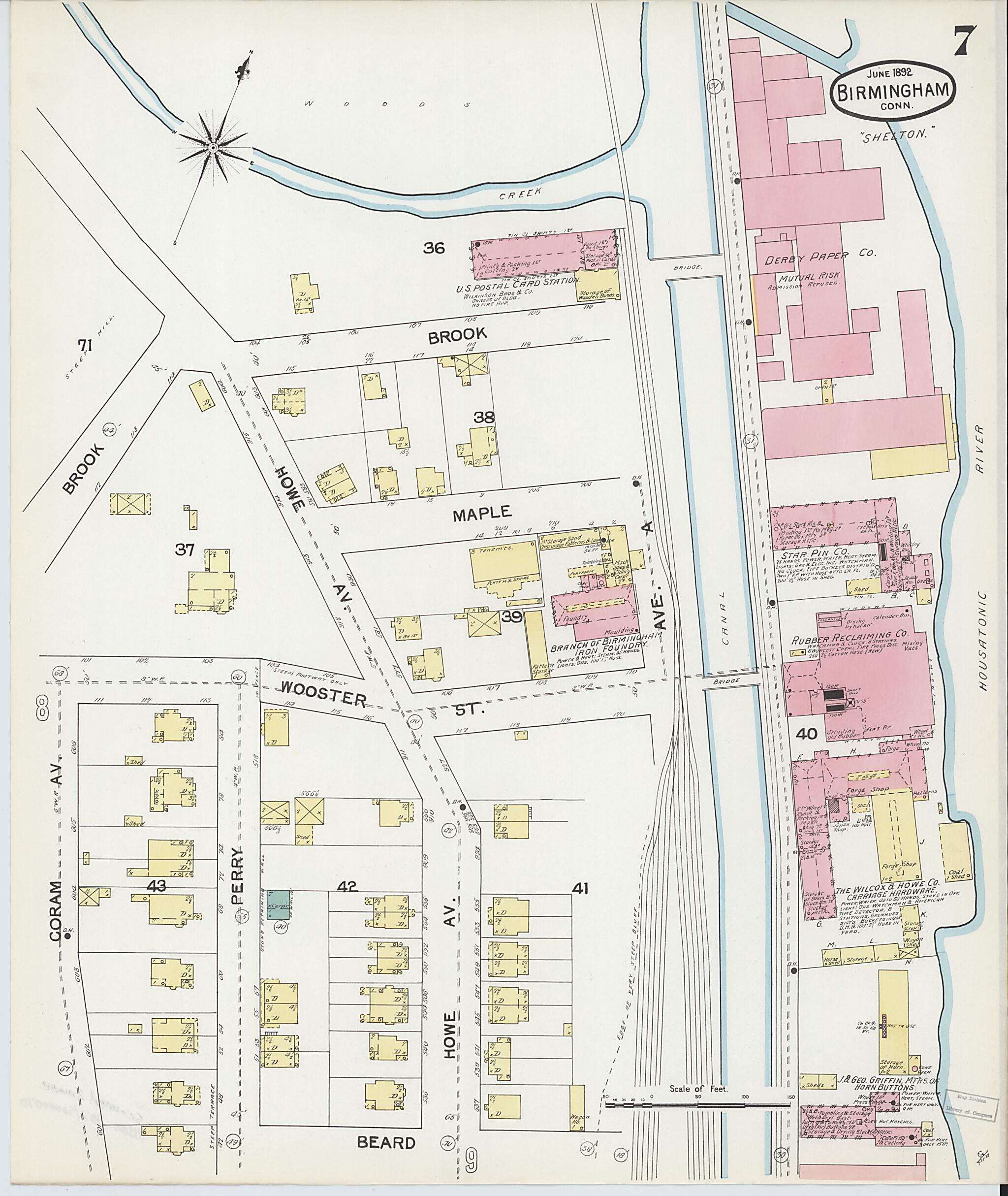 This old map of Shelton, New Haven County, Connecticut was created by Sanborn Map Company in 1892