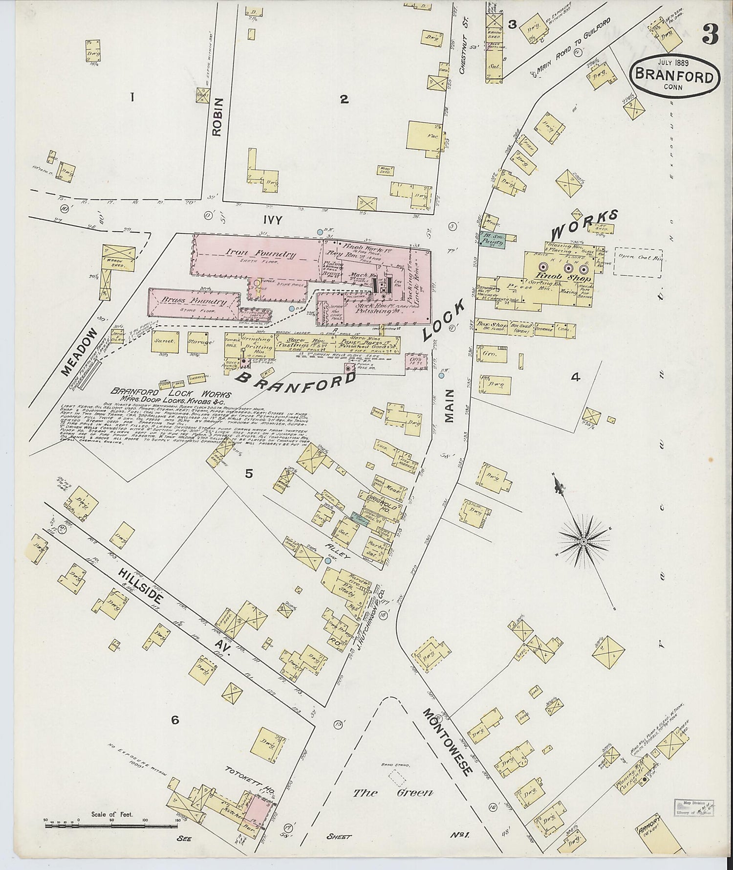 This old map of Branford, New Haven County, Connecticut was created by Sanborn Map Company in 1889