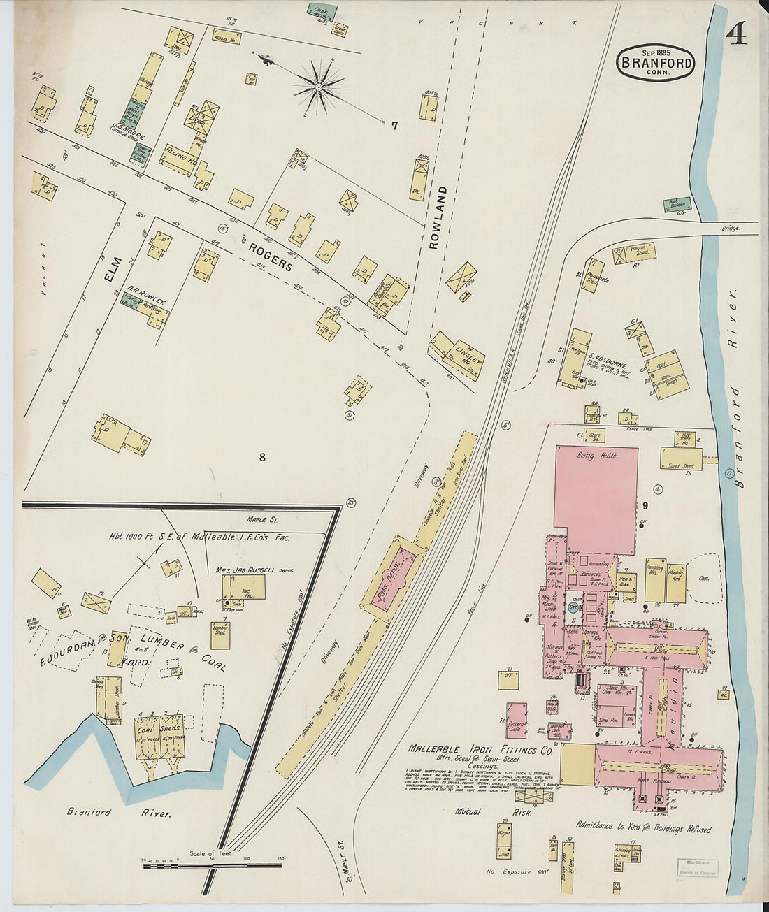 This old map of Branford, New Haven County, Connecticut was created by Sanborn Map Company in 1895