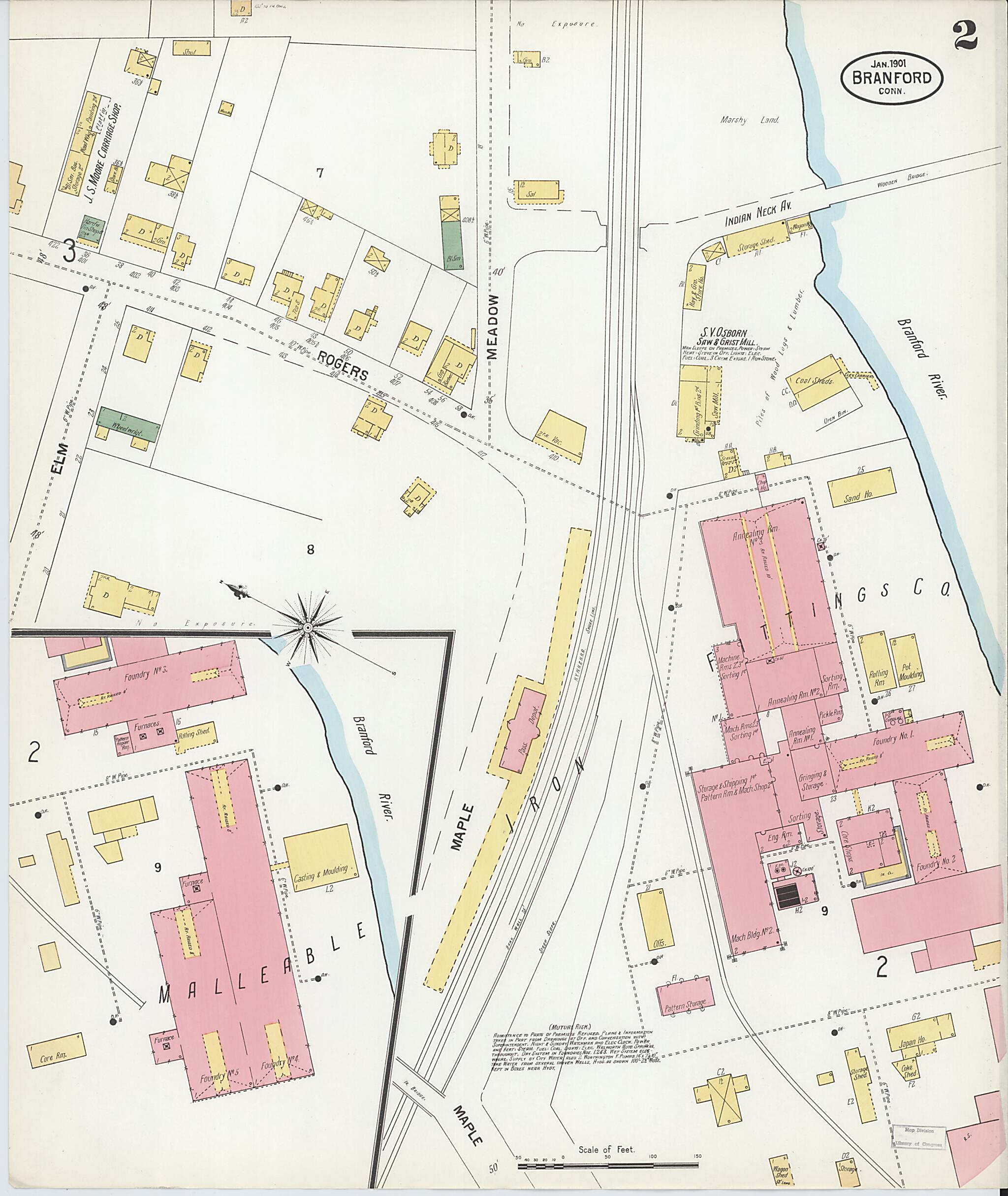 This old map of Branford, New Haven County, Connecticut was created by Sanborn Map Company in 1901