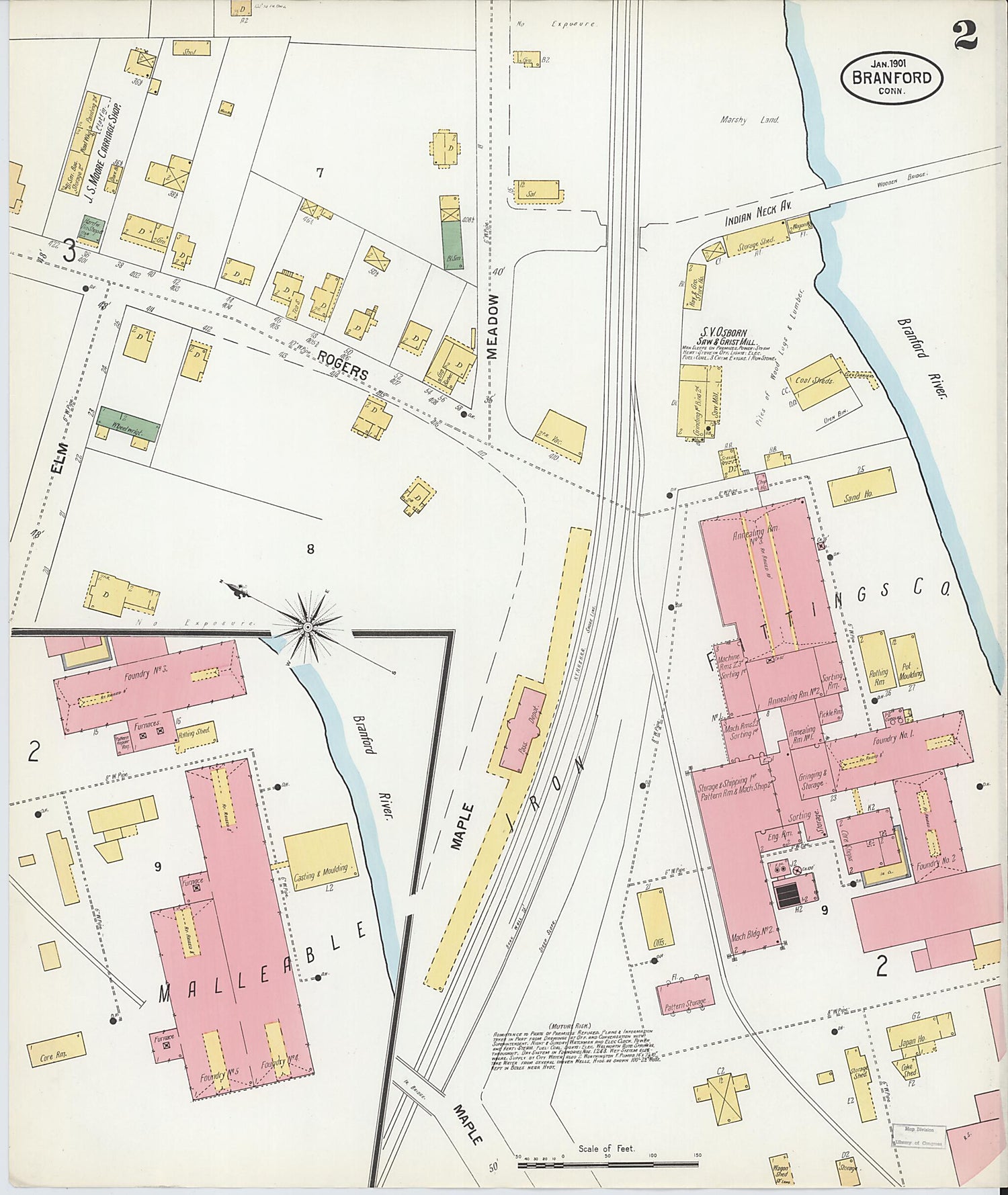 This old map of Branford, New Haven County, Connecticut was created by Sanborn Map Company in 1901