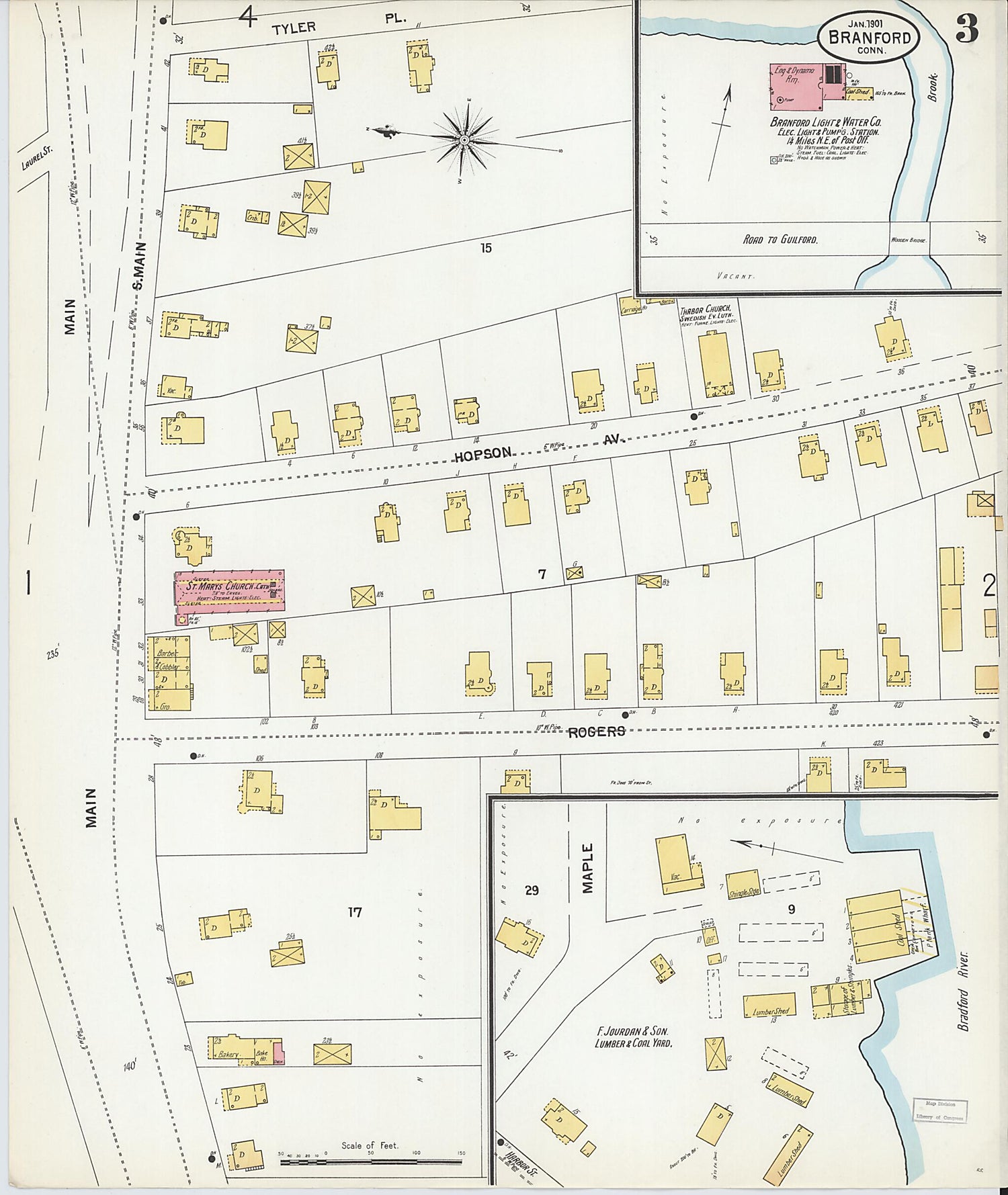 This old map of Branford, New Haven County, Connecticut was created by Sanborn Map Company in 1901