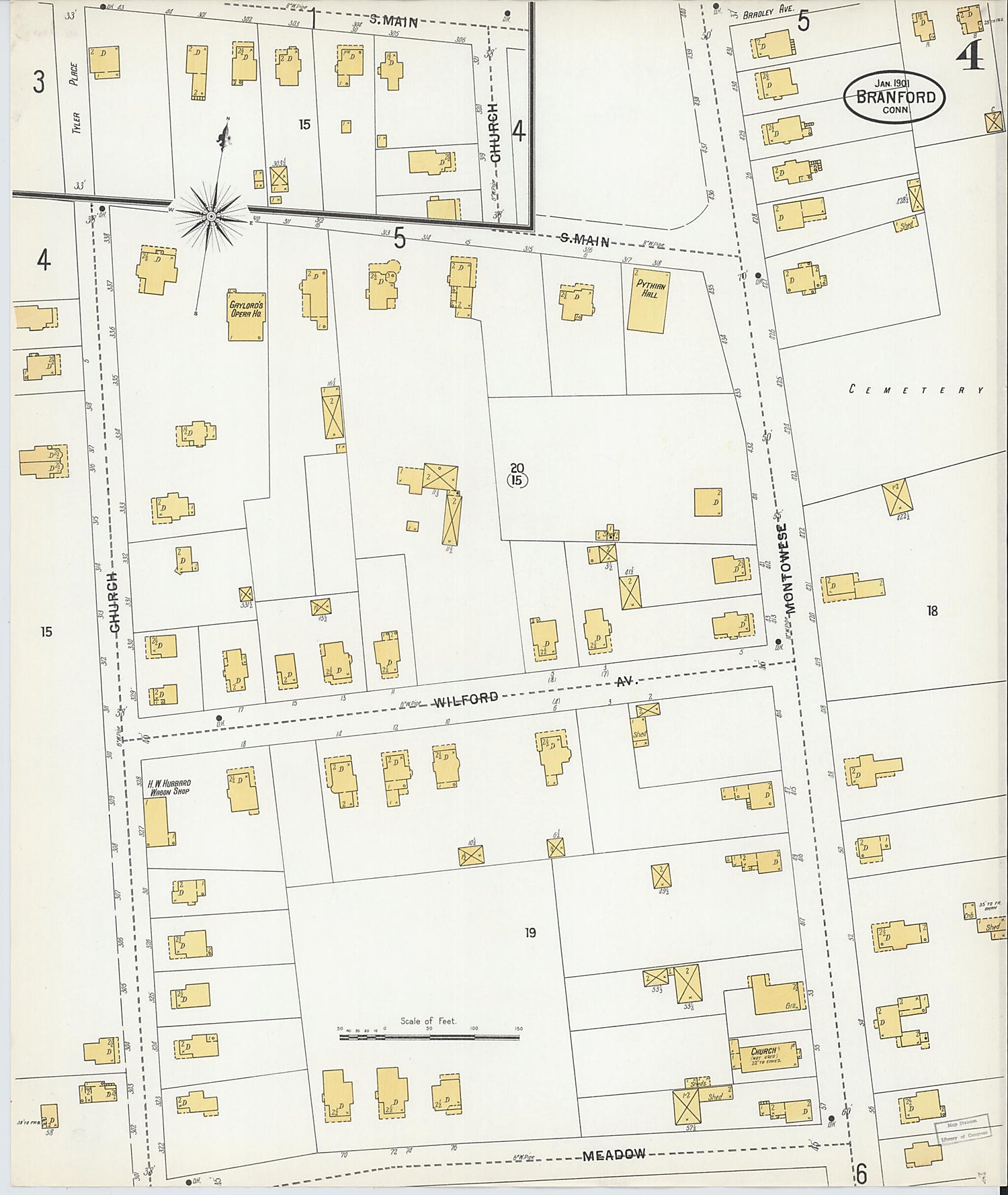 This old map of Branford, New Haven County, Connecticut was created by Sanborn Map Company in 1901