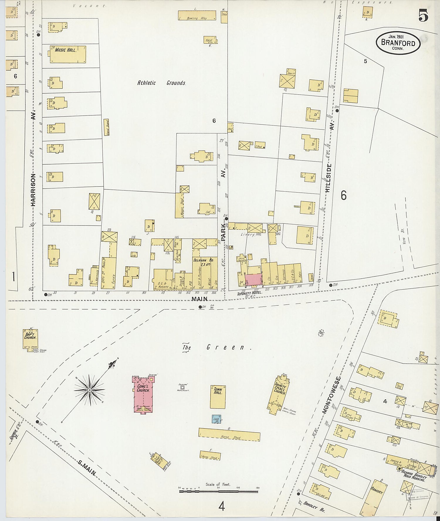 This old map of Branford, New Haven County, Connecticut was created by Sanborn Map Company in 1901