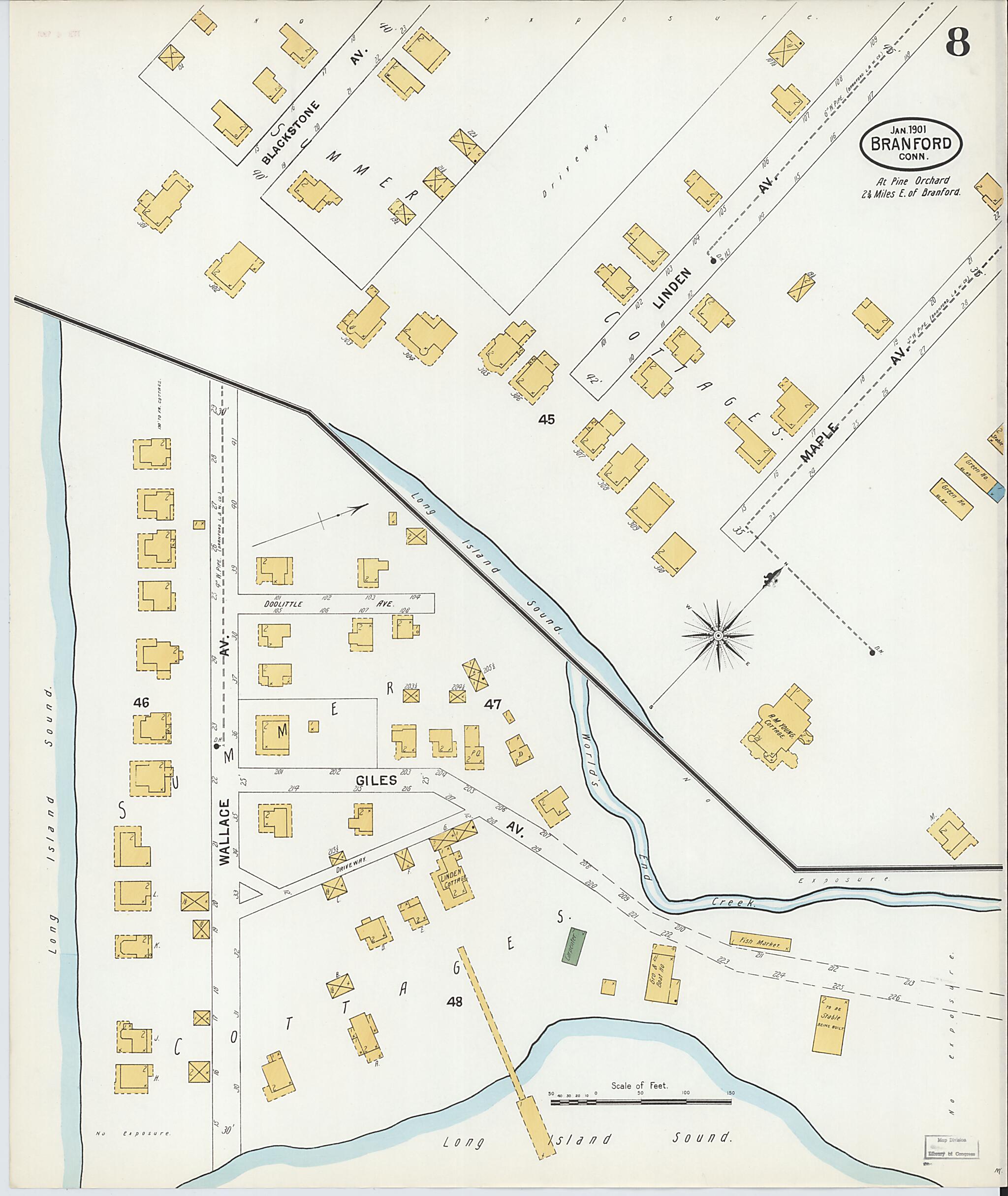 This old map of Branford, New Haven County, Connecticut was created by Sanborn Map Company in 1901