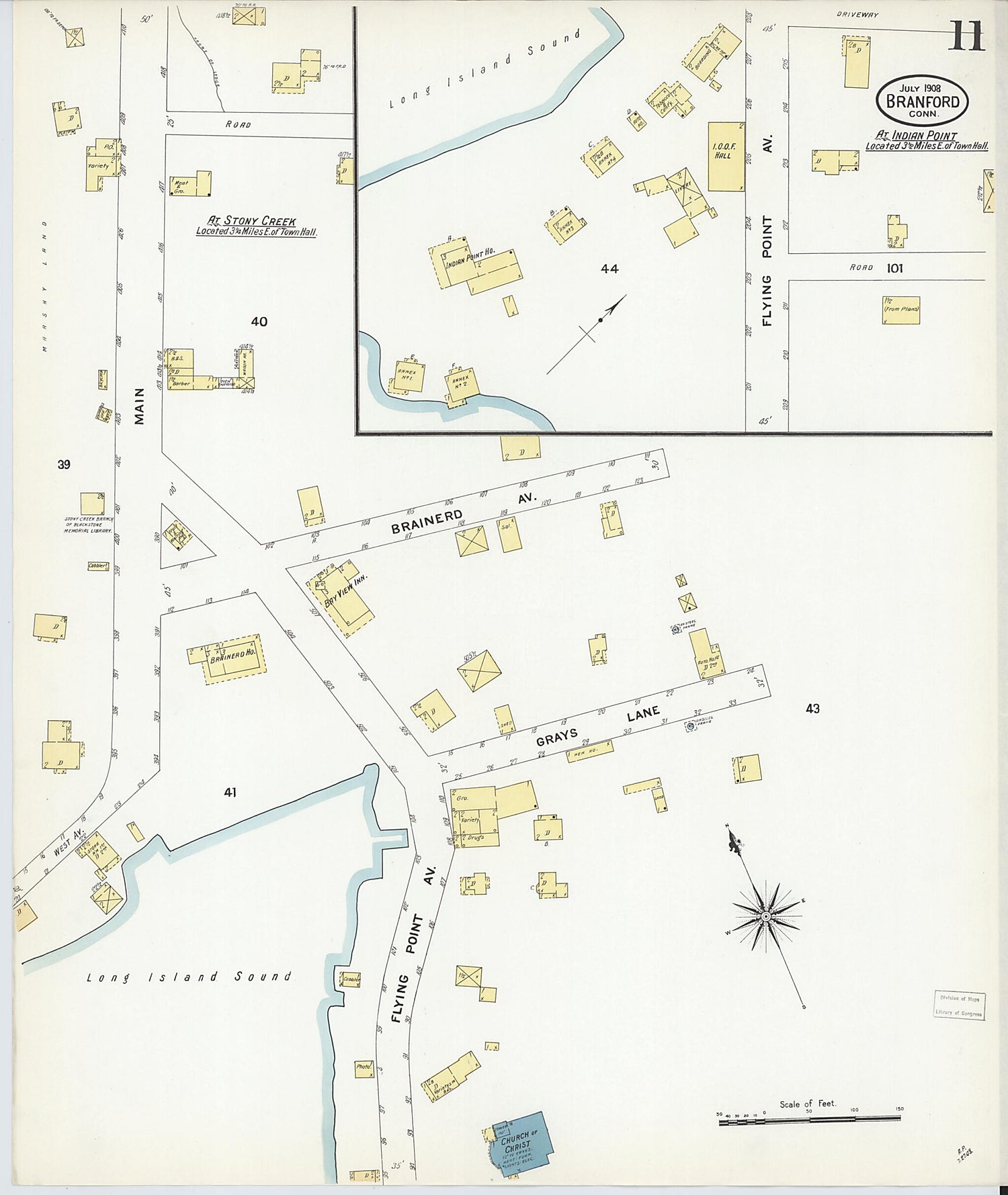 This old map of Branford, New Haven County, Connecticut was created by Sanborn Map Company in 1908