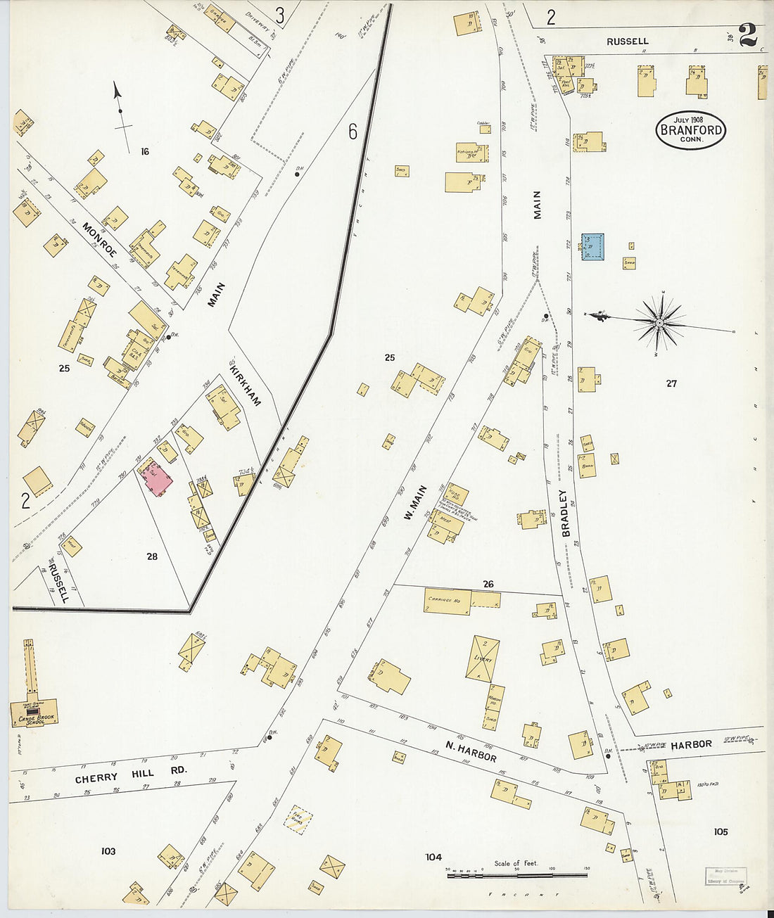 This old map of Branford, New Haven County, Connecticut was created by Sanborn Map Company in 1908