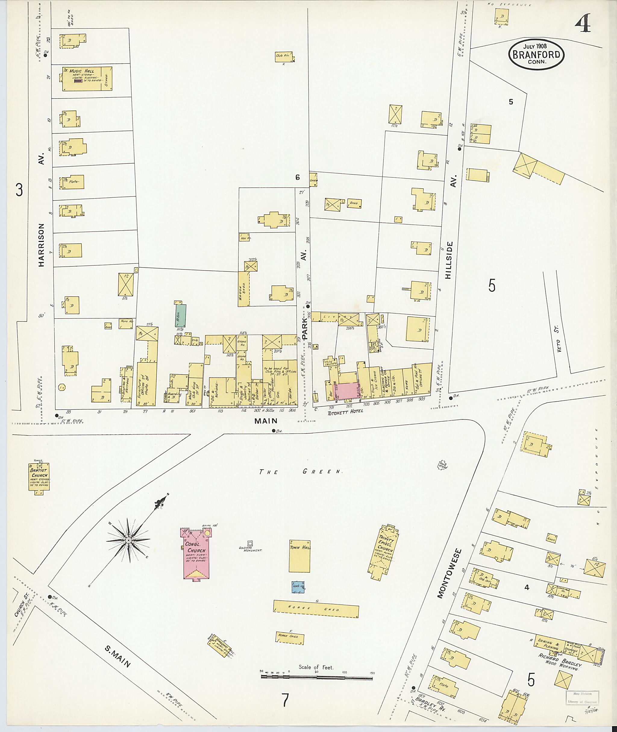 This old map of Branford, New Haven County, Connecticut was created by Sanborn Map Company in 1908