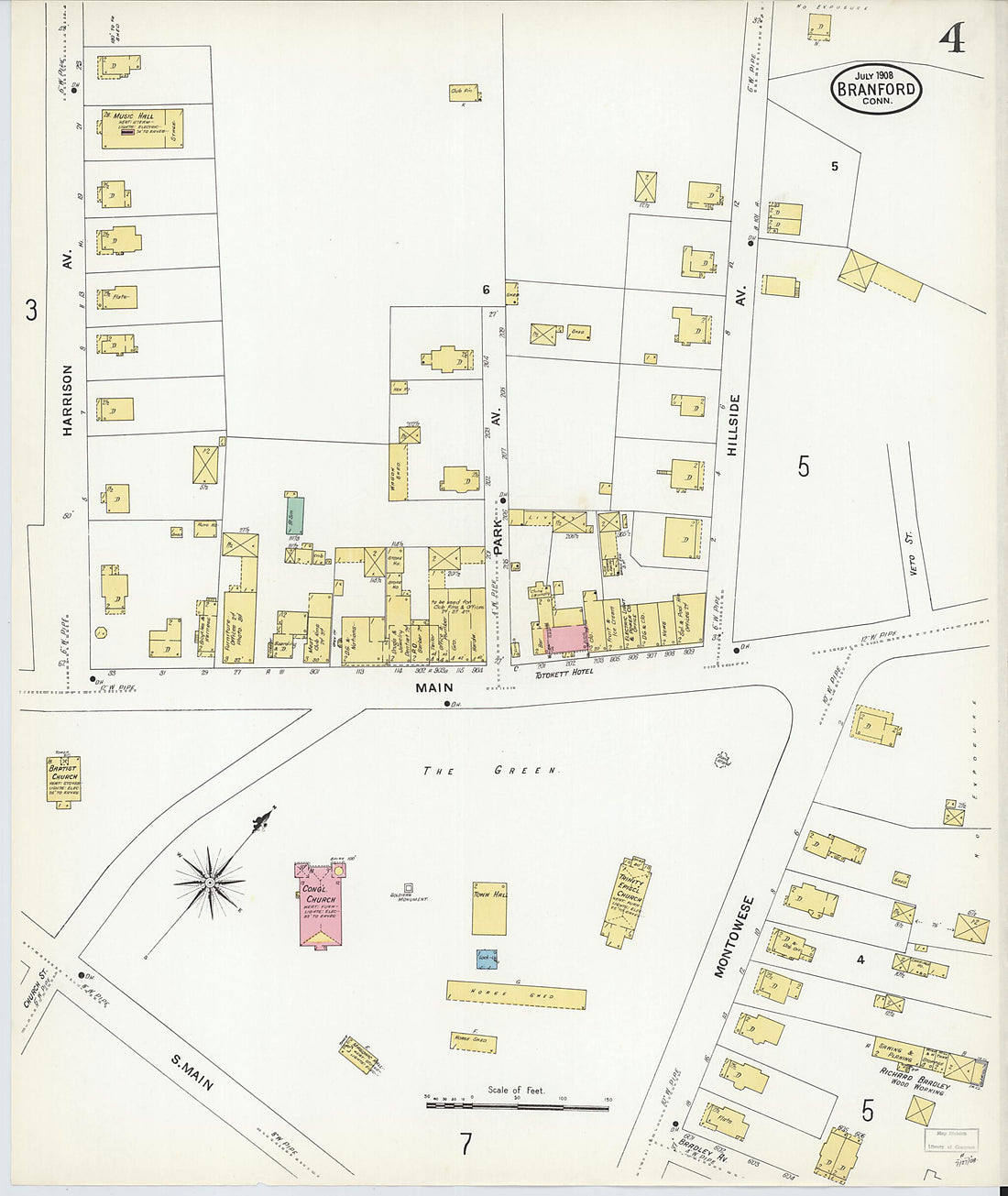 This old map of Branford, New Haven County, Connecticut was created by Sanborn Map Company in 1908