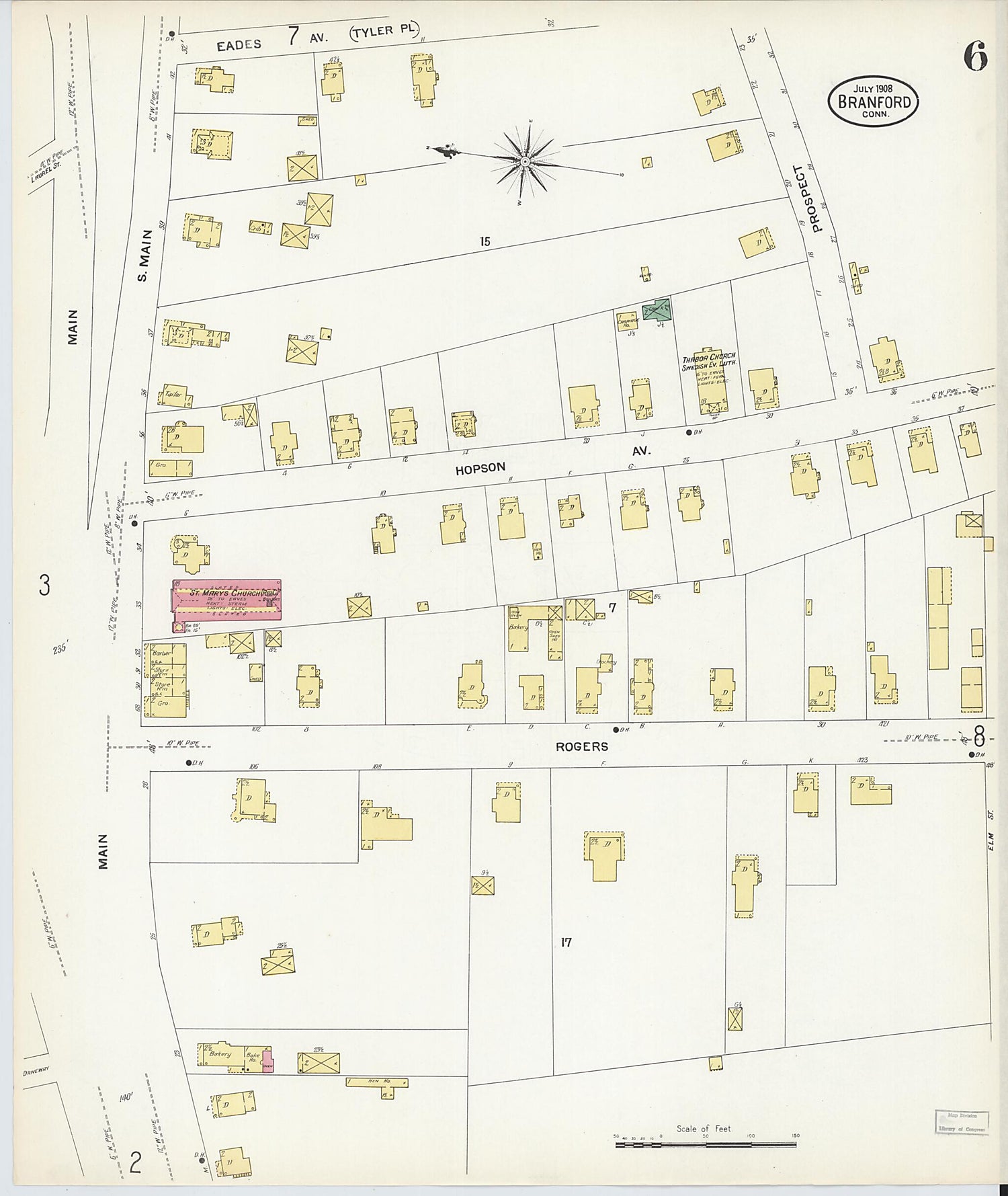 This old map of Branford, New Haven County, Connecticut was created by Sanborn Map Company in 1908