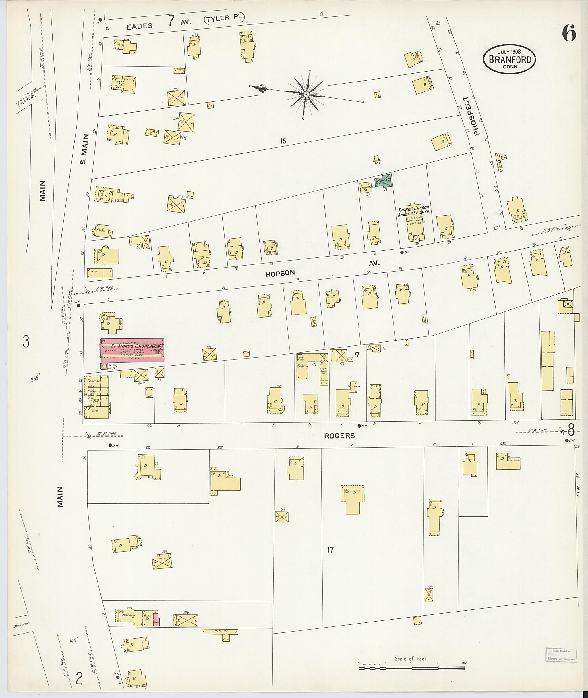 This old map of Branford, New Haven County, Connecticut was created by Sanborn Map Company in 1908