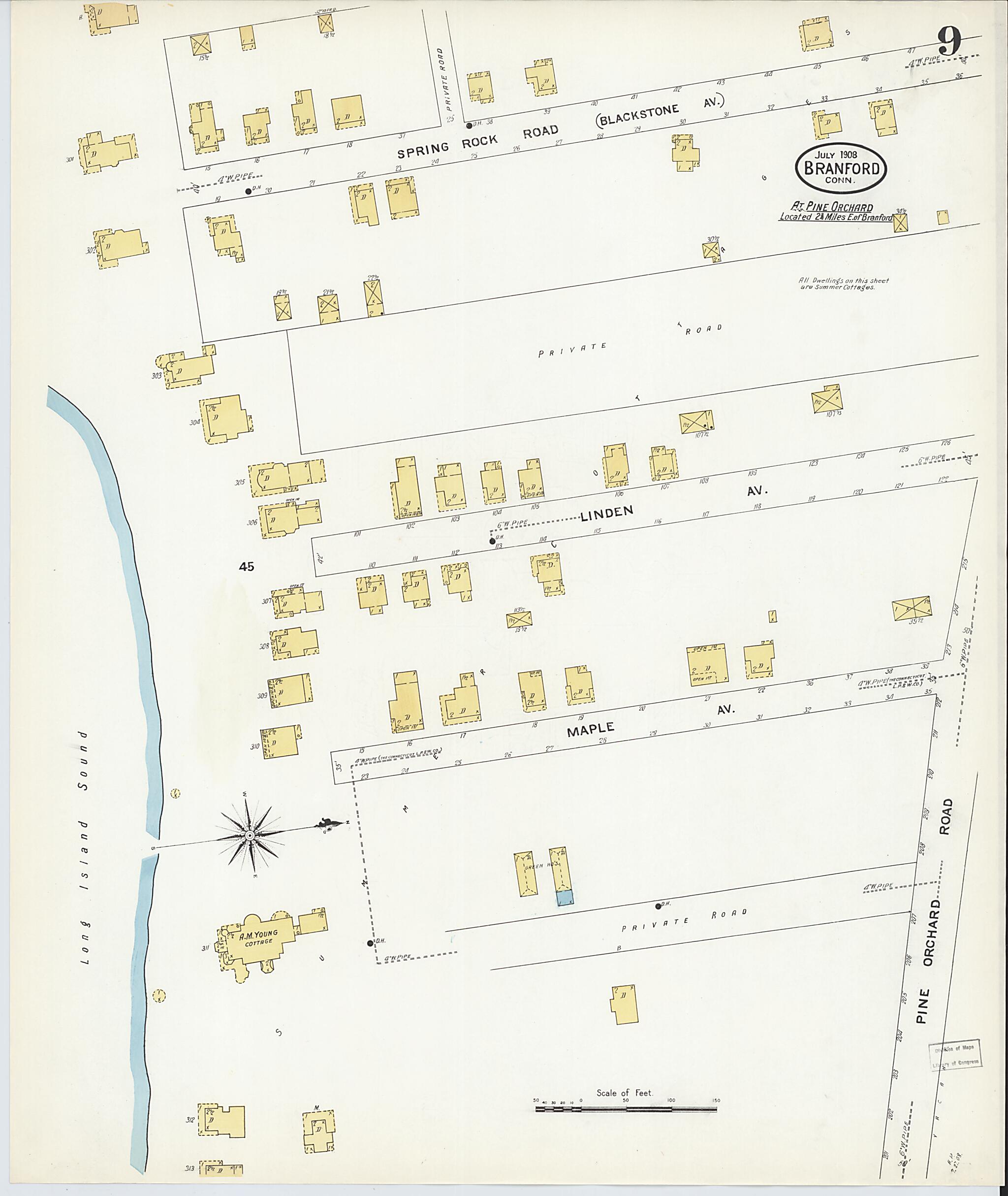 This old map of Branford, New Haven County, Connecticut was created by Sanborn Map Company in 1908