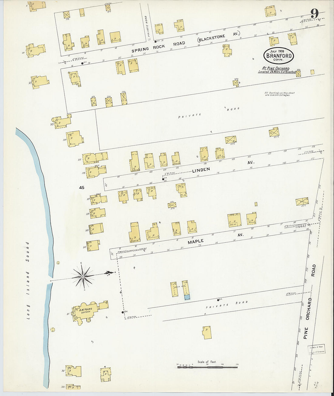 This old map of Branford, New Haven County, Connecticut was created by Sanborn Map Company in 1908