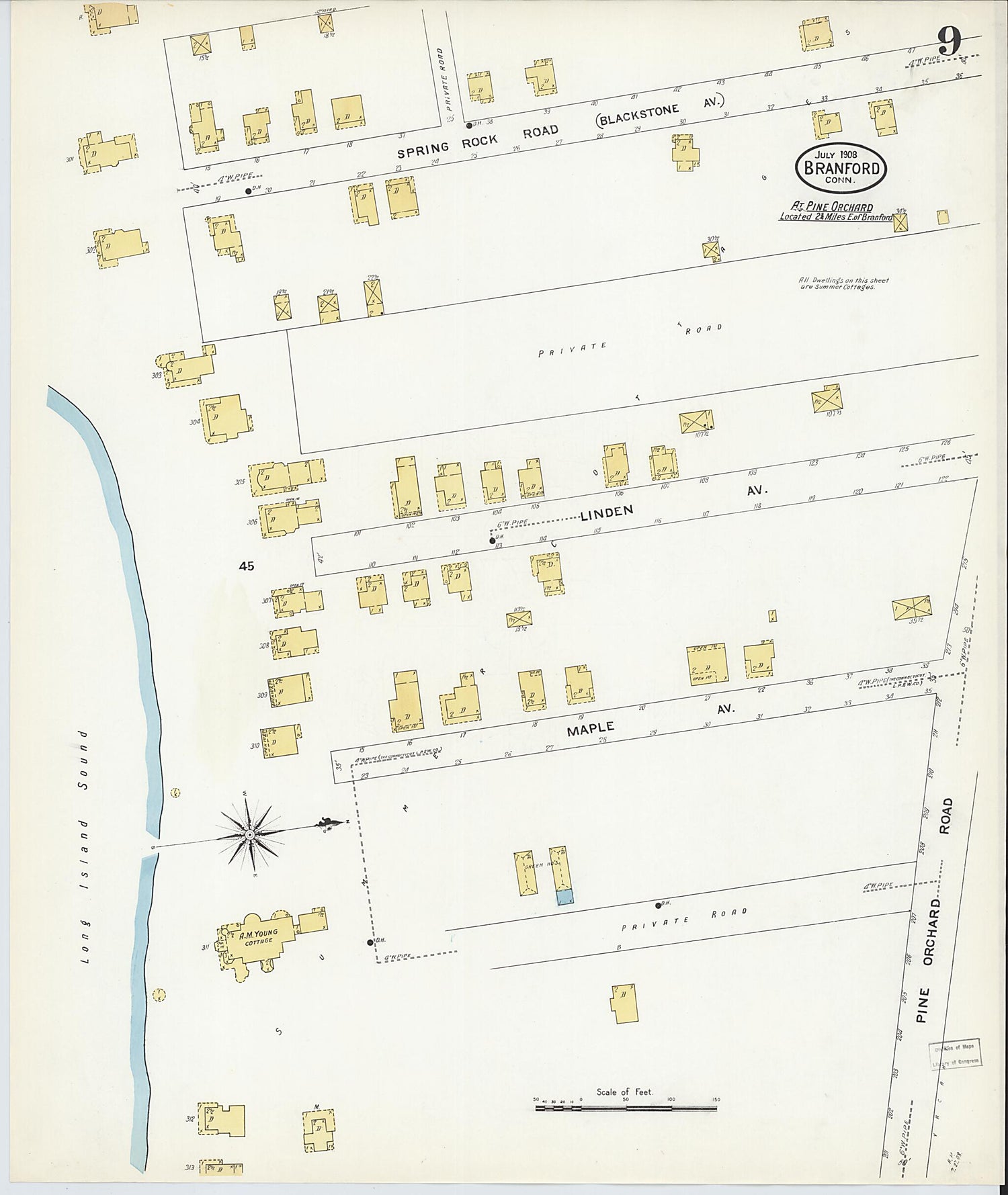This old map of Branford, New Haven County, Connecticut was created by Sanborn Map Company in 1908