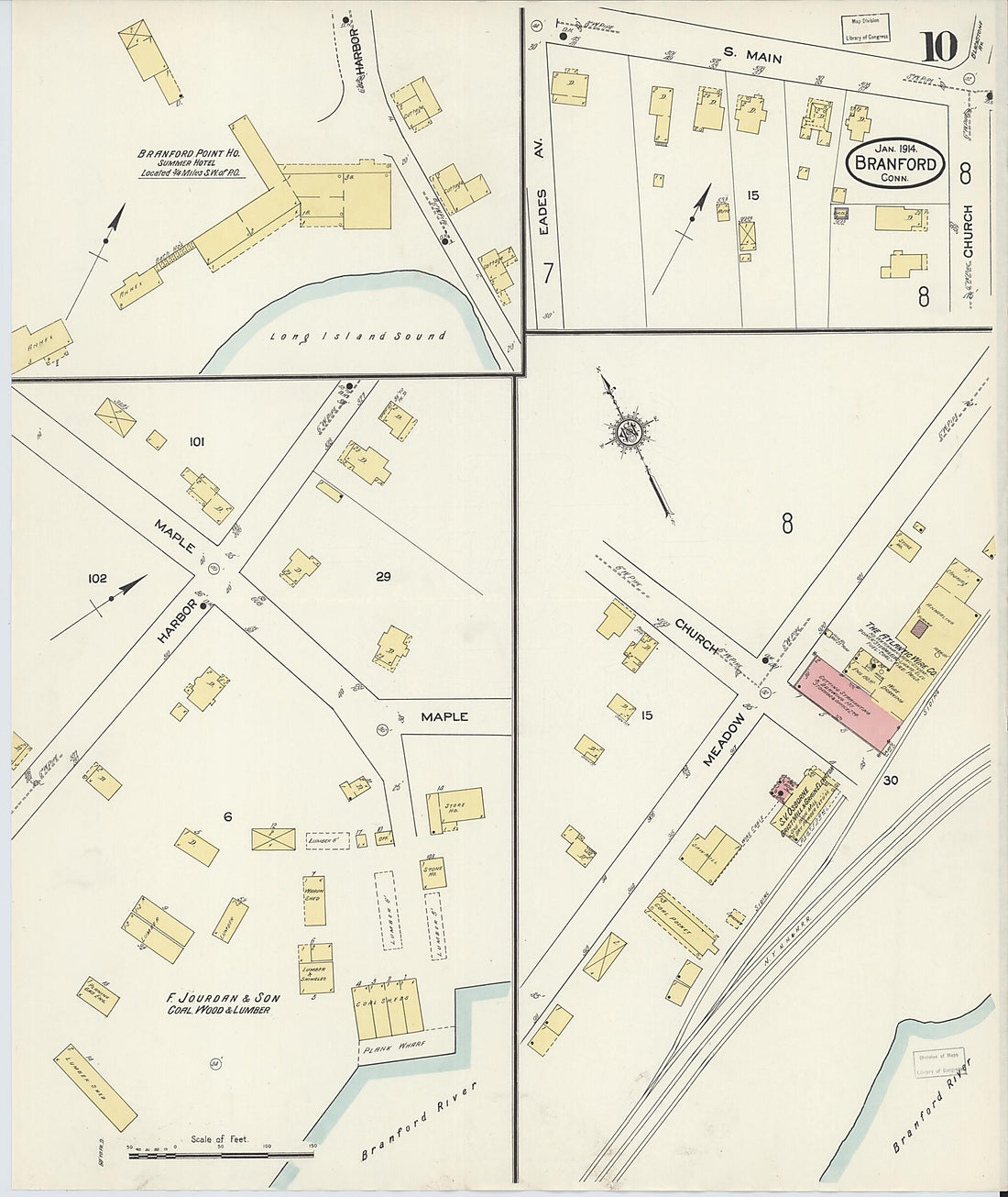 This old map of Branford, New Haven County, Connecticut was created by Sanborn Map Company in 1914