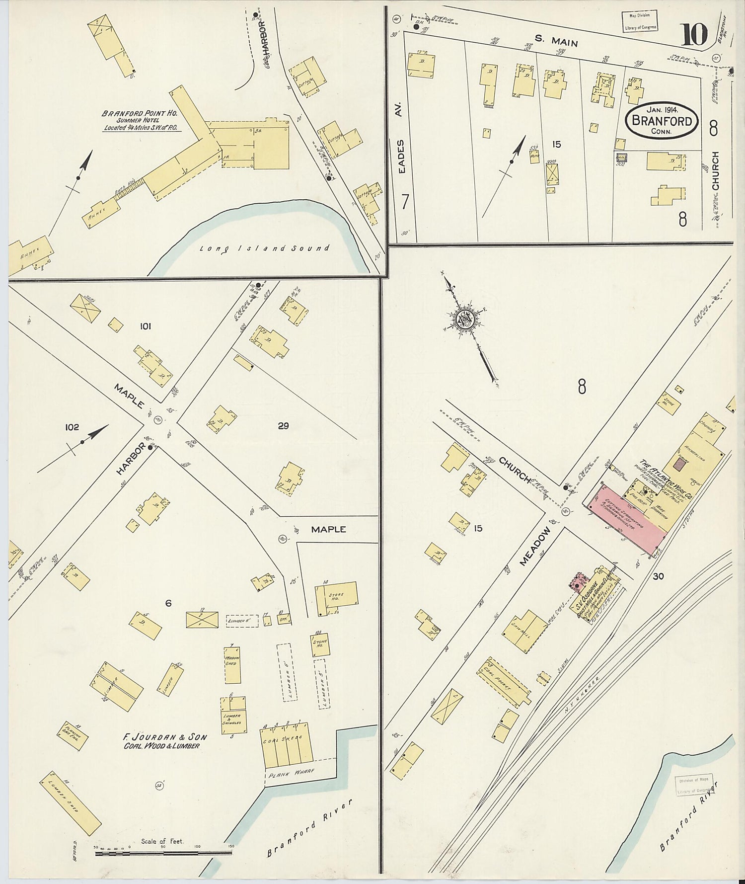 This old map of Branford, New Haven County, Connecticut was created by Sanborn Map Company in 1914