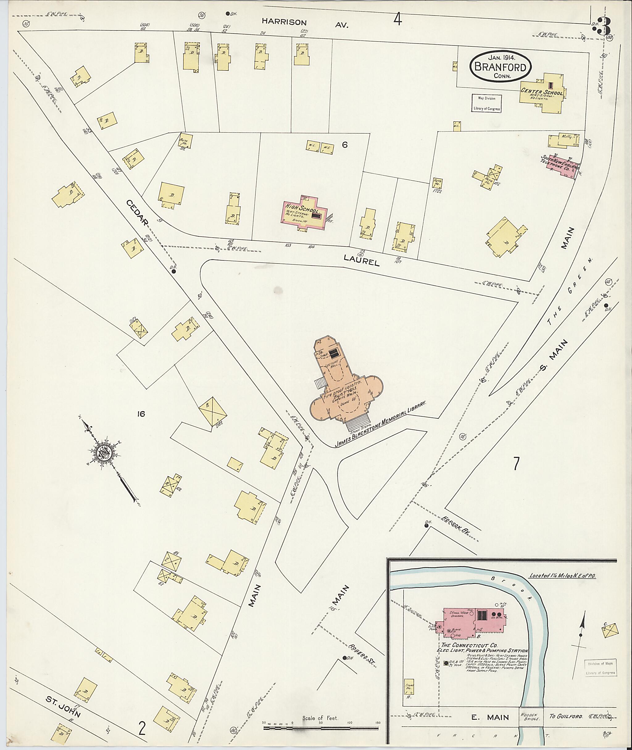 This old map of Branford, New Haven County, Connecticut was created by Sanborn Map Company in 1914