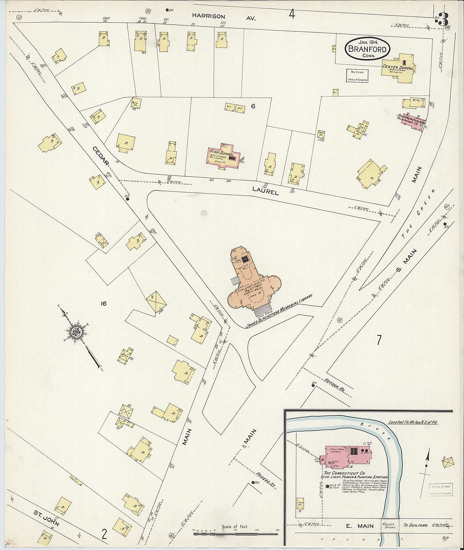 This old map of Branford, New Haven County, Connecticut was created by Sanborn Map Company in 1914