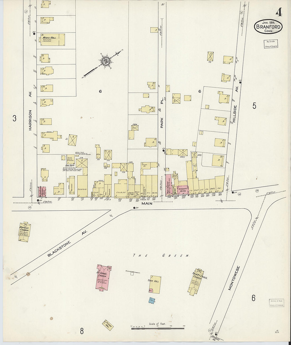 This old map of Branford, New Haven County, Connecticut was created by Sanborn Map Company in 1914
