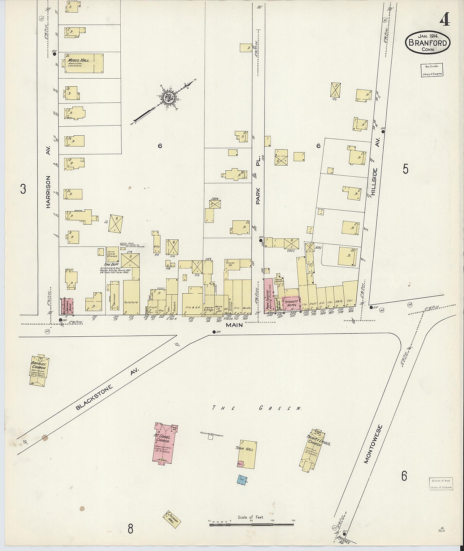 This old map of Branford, New Haven County, Connecticut was created by Sanborn Map Company in 1914