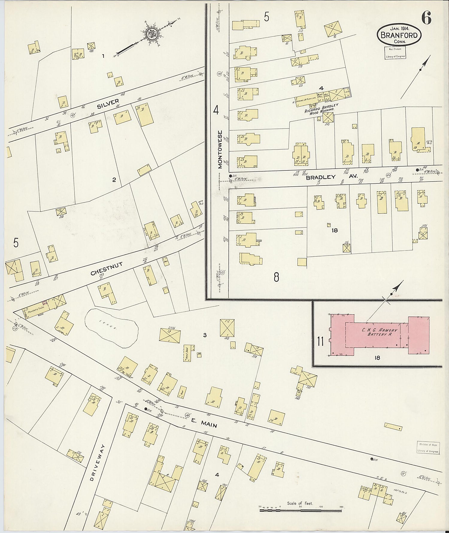This old map of Branford, New Haven County, Connecticut was created by Sanborn Map Company in 1914