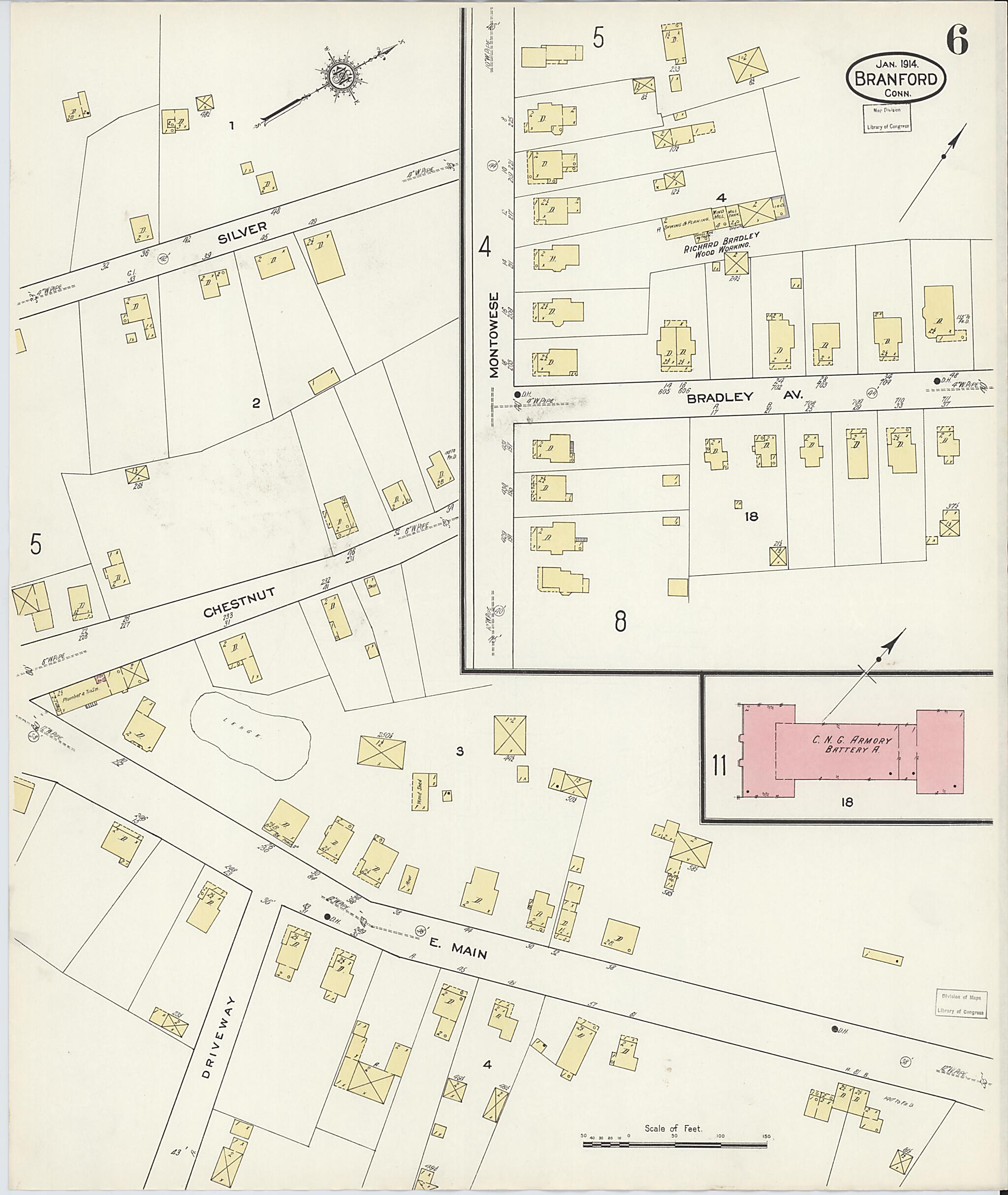 This old map of Branford, New Haven County, Connecticut was created by Sanborn Map Company in 1914