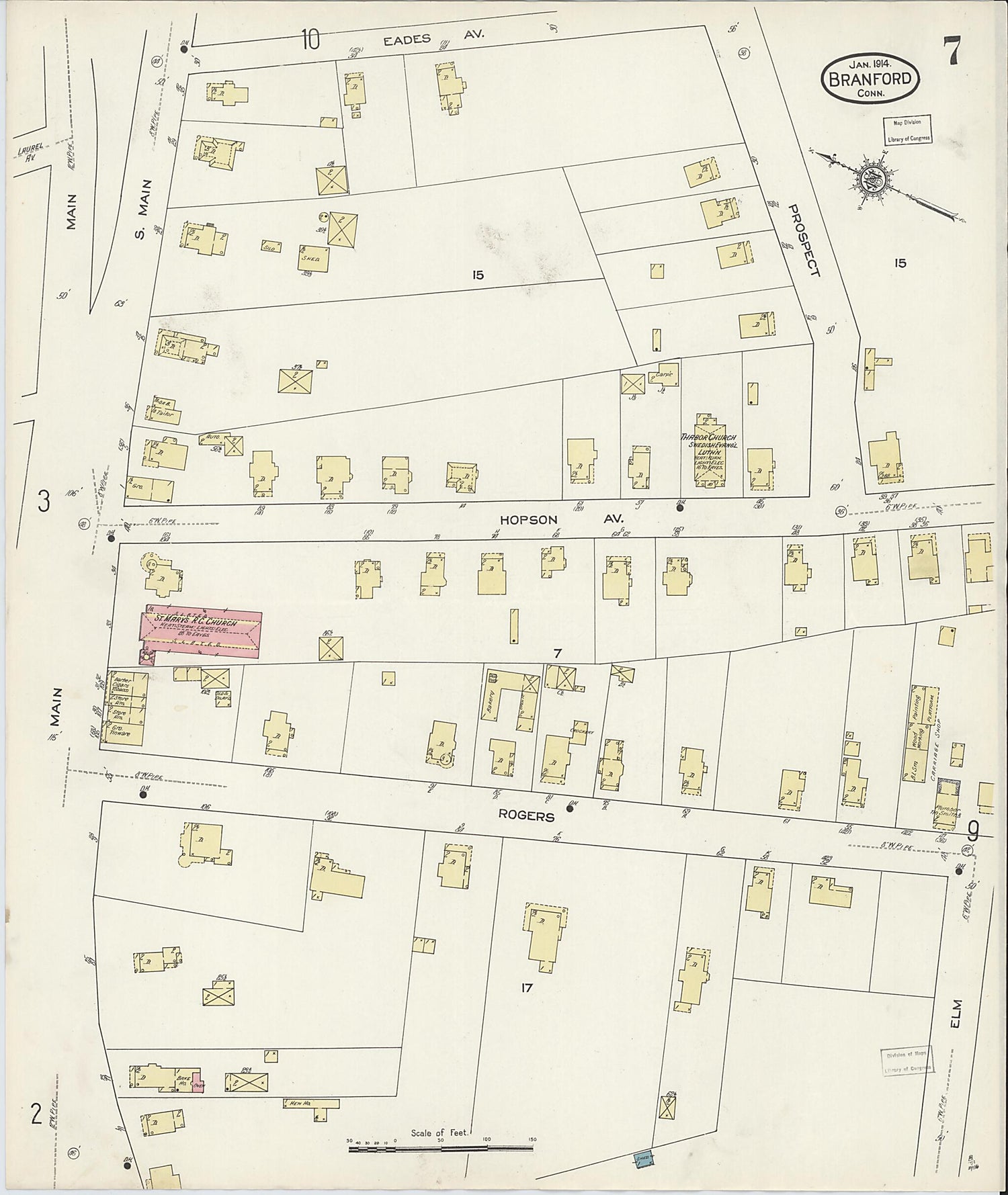 This old map of Branford, New Haven County, Connecticut was created by Sanborn Map Company in 1914