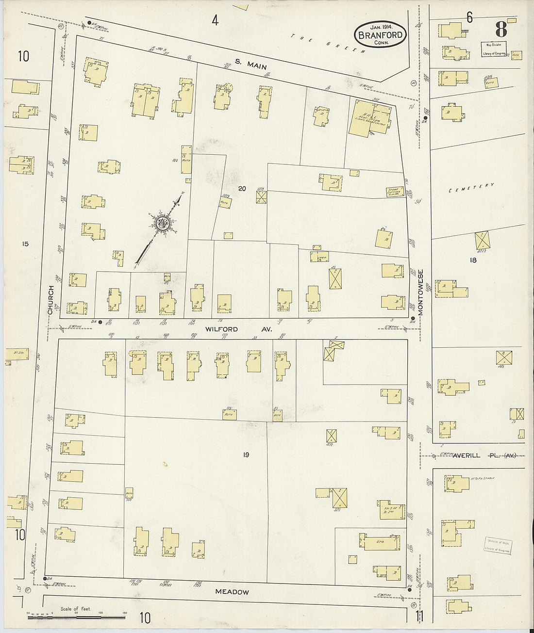 This old map of Branford, New Haven County, Connecticut was created by Sanborn Map Company in 1914
