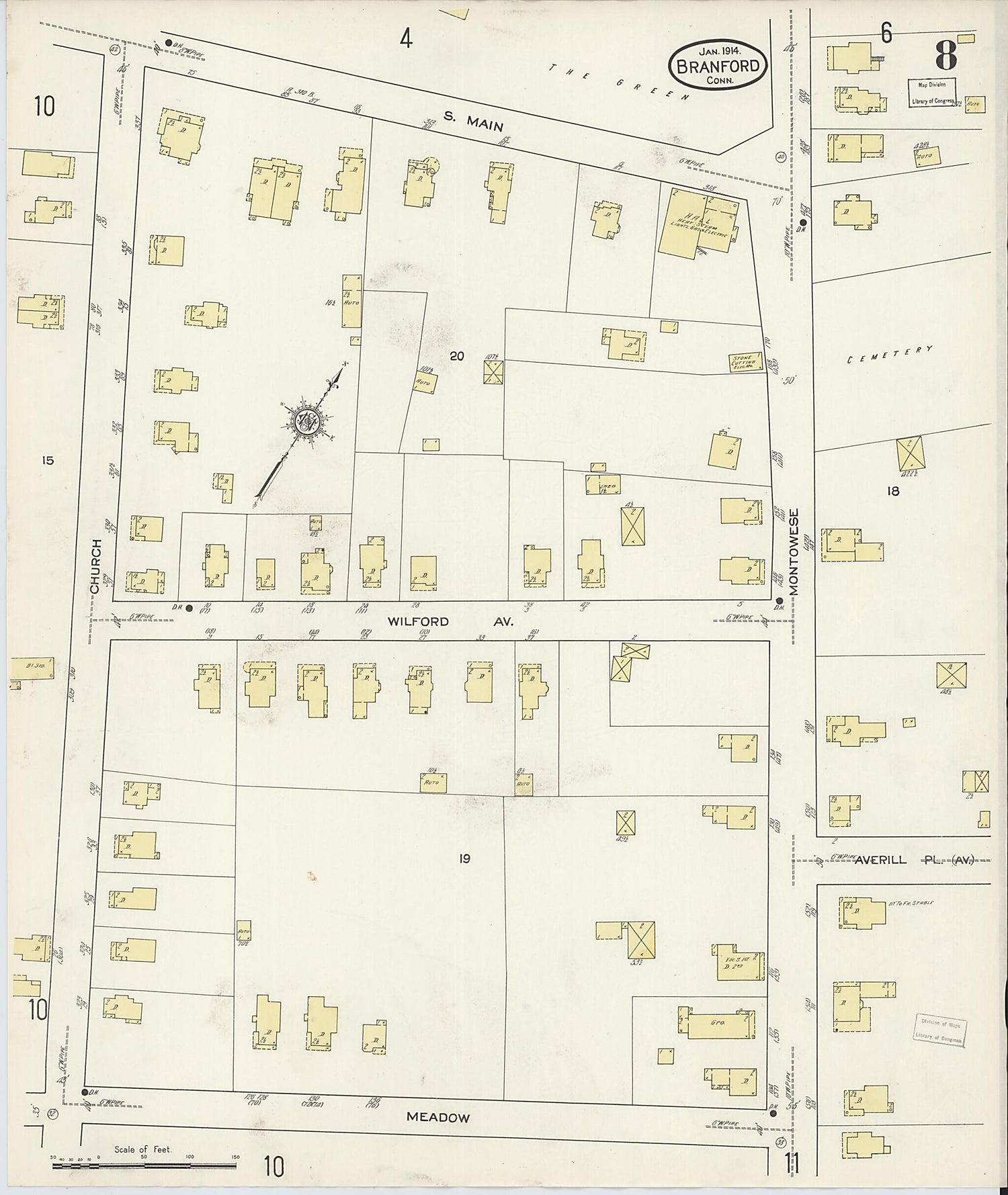 This old map of Branford, New Haven County, Connecticut was created by Sanborn Map Company in 1914