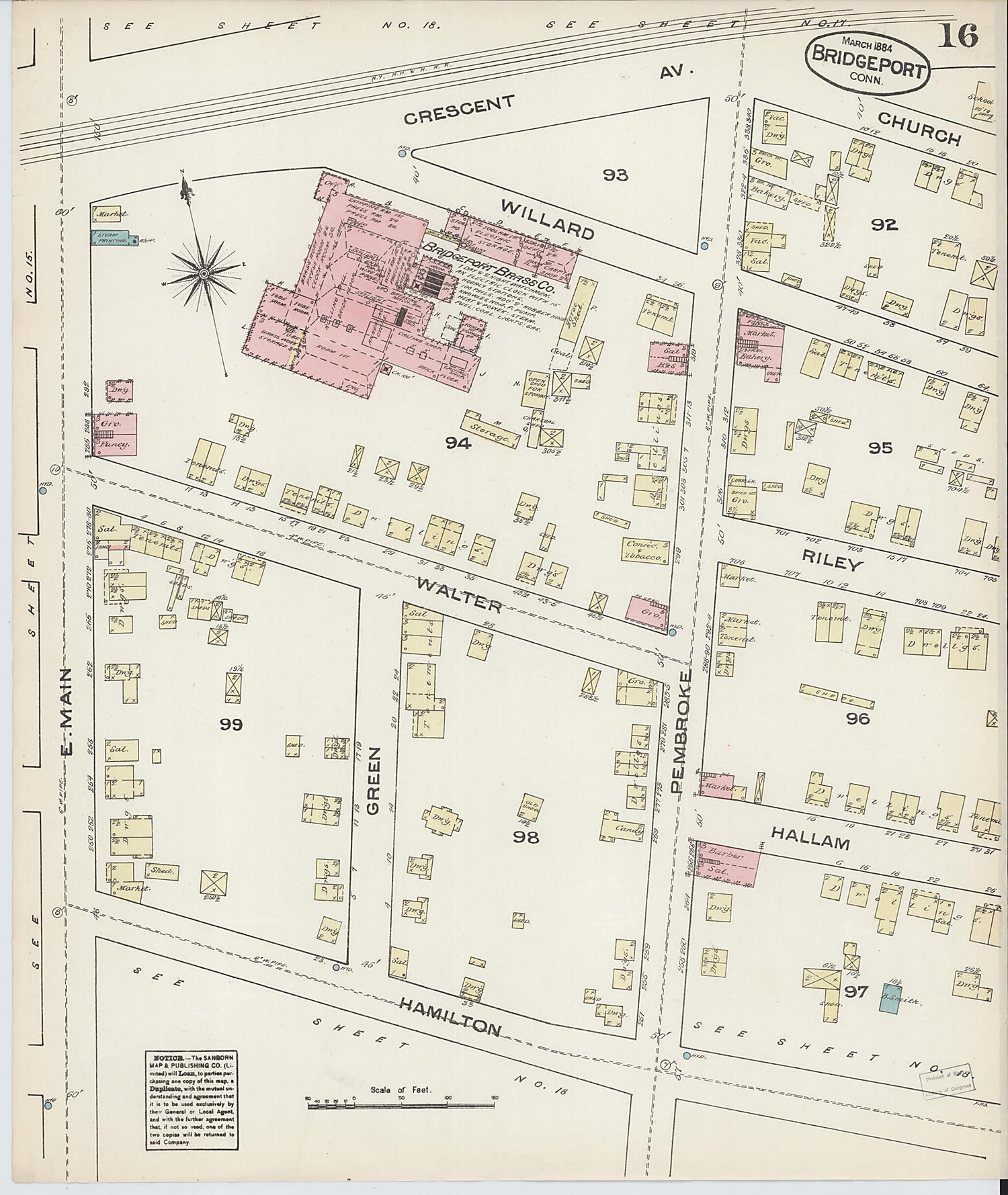 This old map of Bridgeport, Fairfield County, Connecticut was created by Sanborn Map Company in 1884