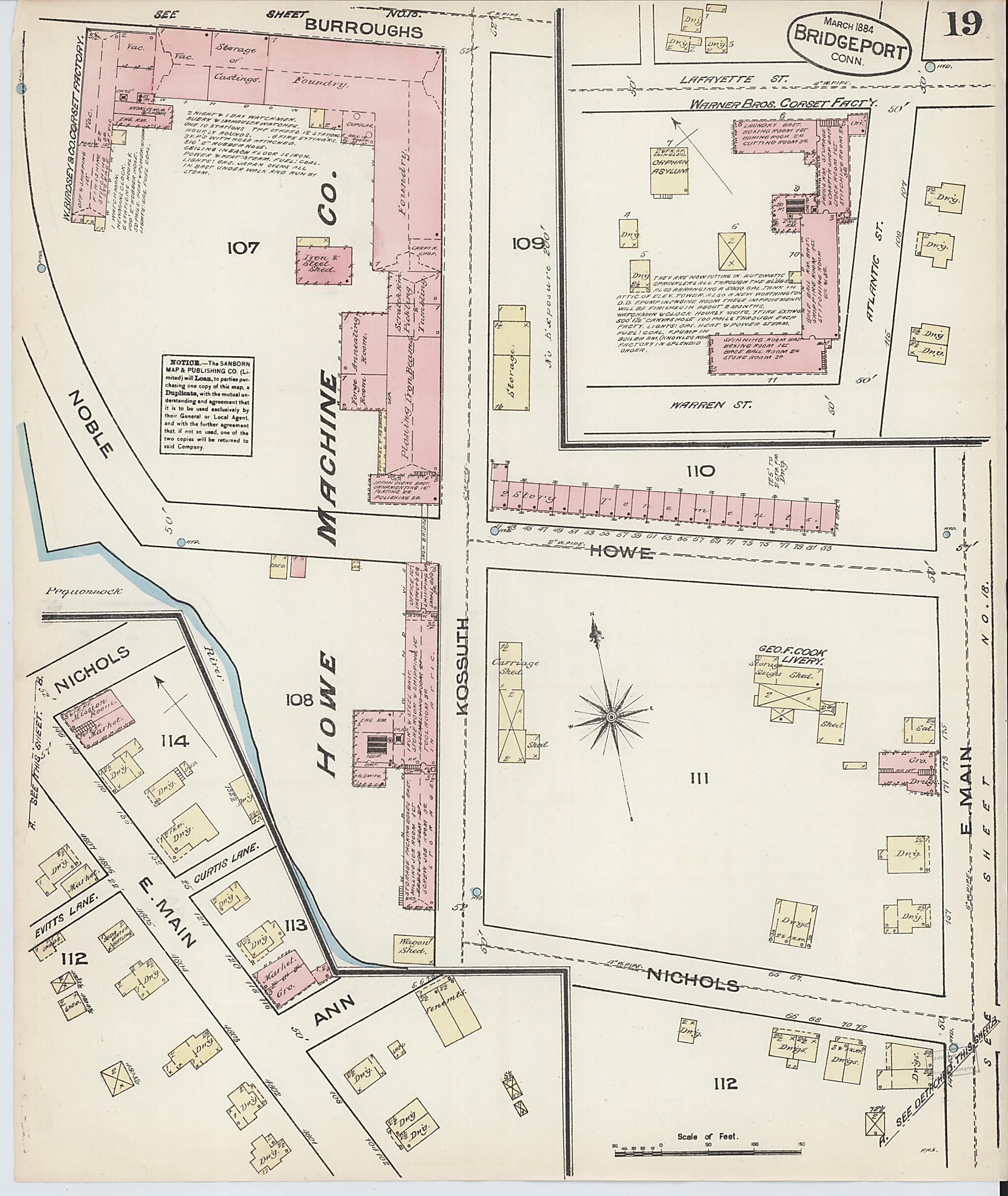 This old map of Bridgeport, Fairfield County, Connecticut was created by Sanborn Map Company in 1884