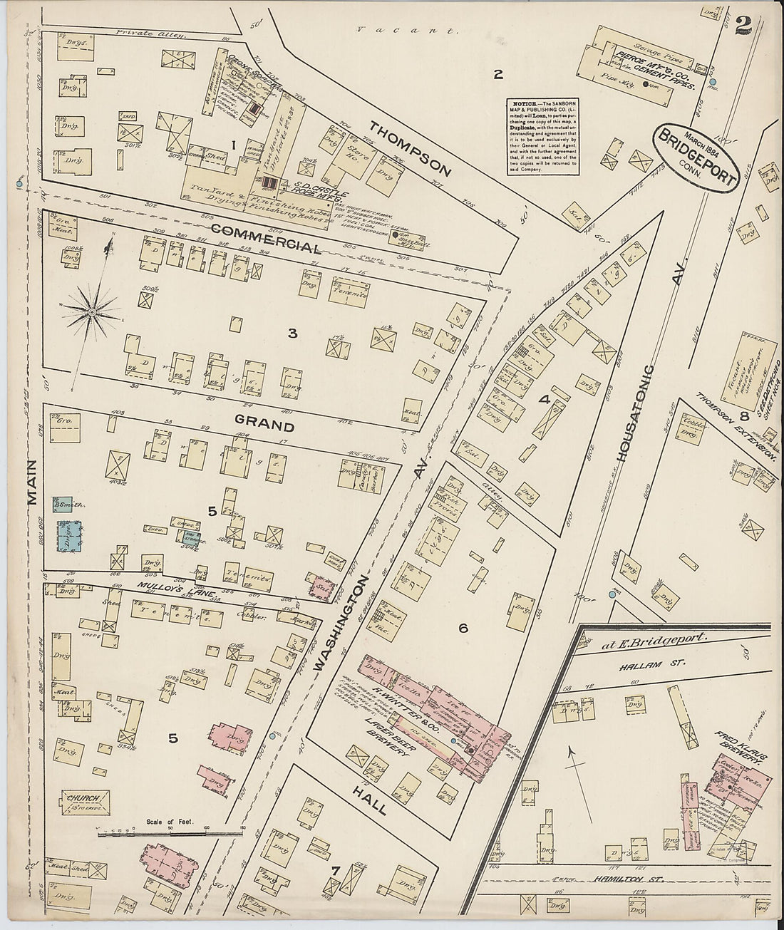 This old map of Bridgeport, Fairfield County, Connecticut was created by Sanborn Map Company in 1884
