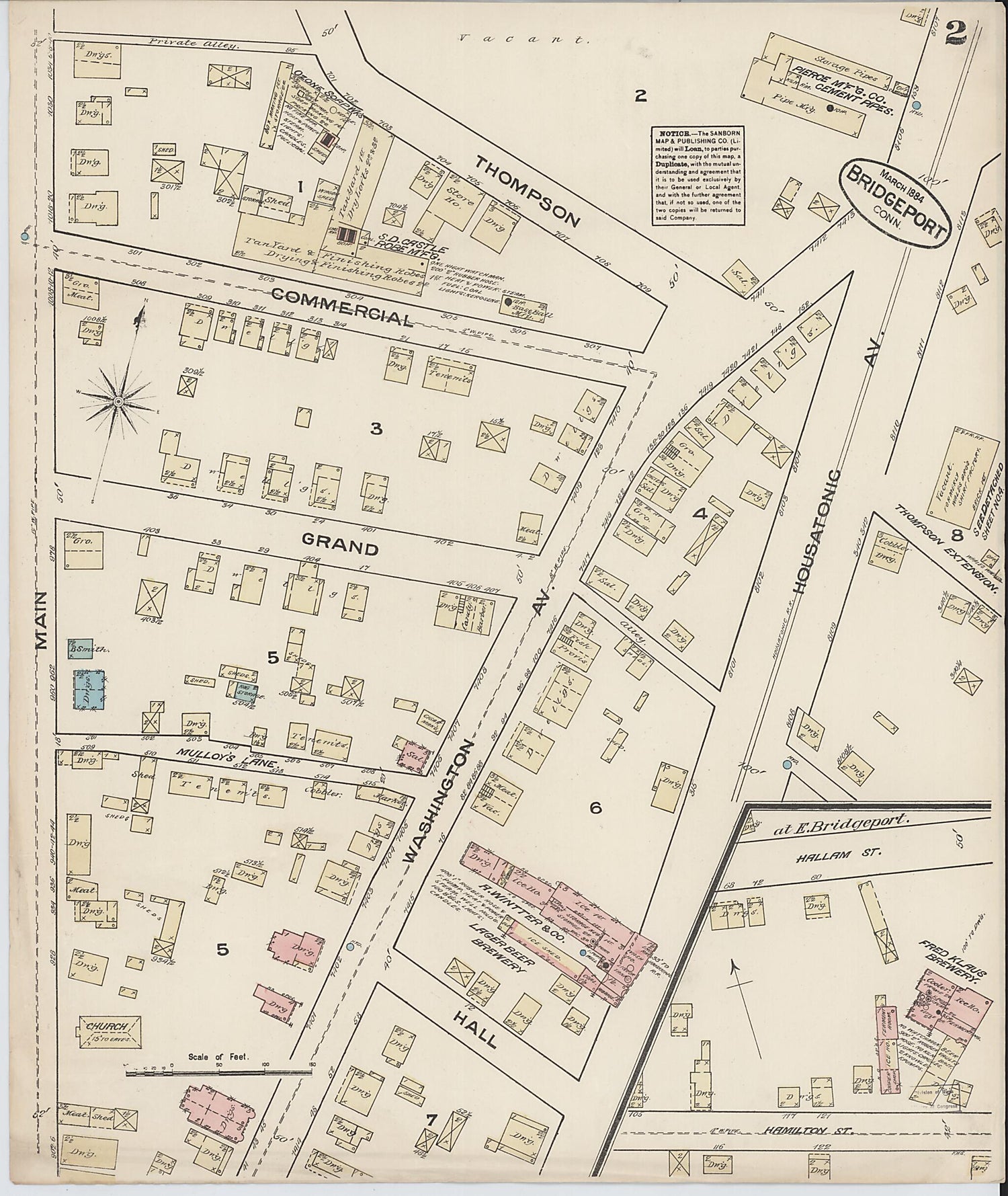 This old map of Bridgeport, Fairfield County, Connecticut was created by Sanborn Map Company in 1884