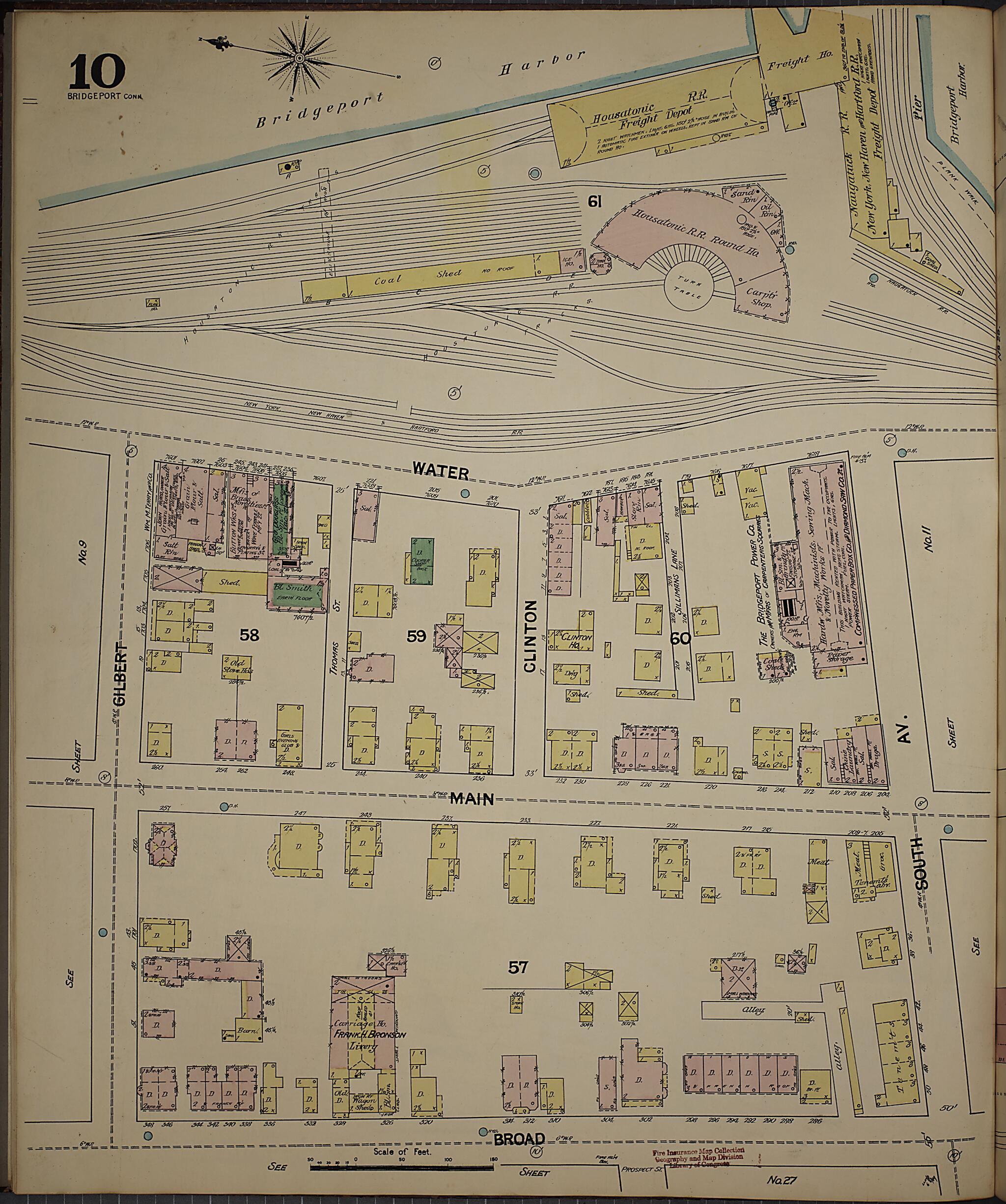 This old map of Bridgeport, Fairfield County, Connecticut was created by Sanborn Map Company in 1889