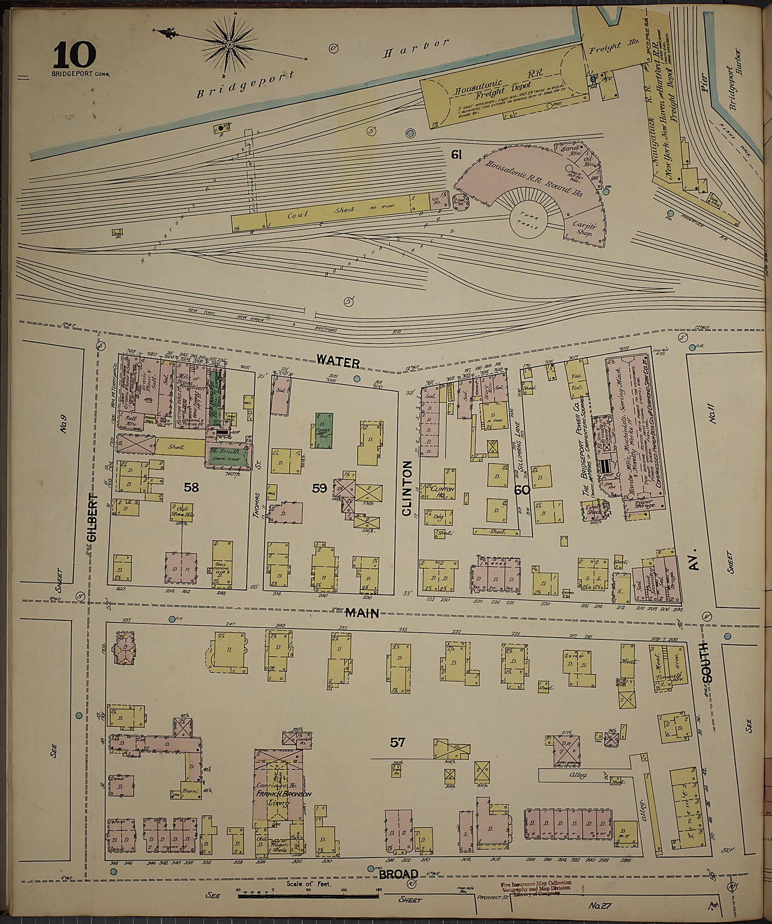 This old map of Bridgeport, Fairfield County, Connecticut was created by Sanborn Map Company in 1889