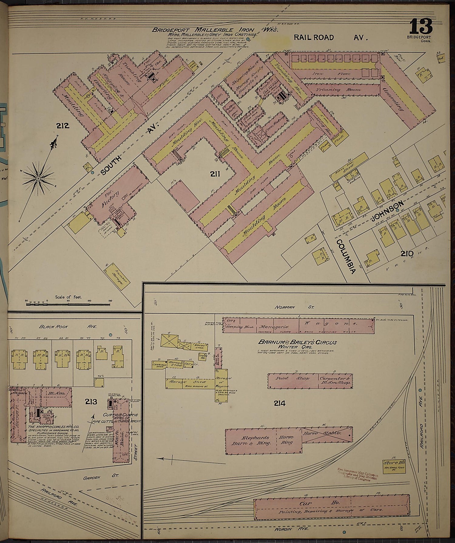 This old map of Bridgeport, Fairfield County, Connecticut was created by Sanborn Map Company in 1889