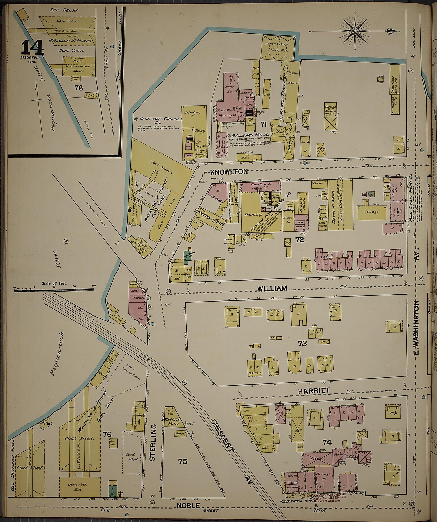This old map of Bridgeport, Fairfield County, Connecticut was created by Sanborn Map Company in 1889