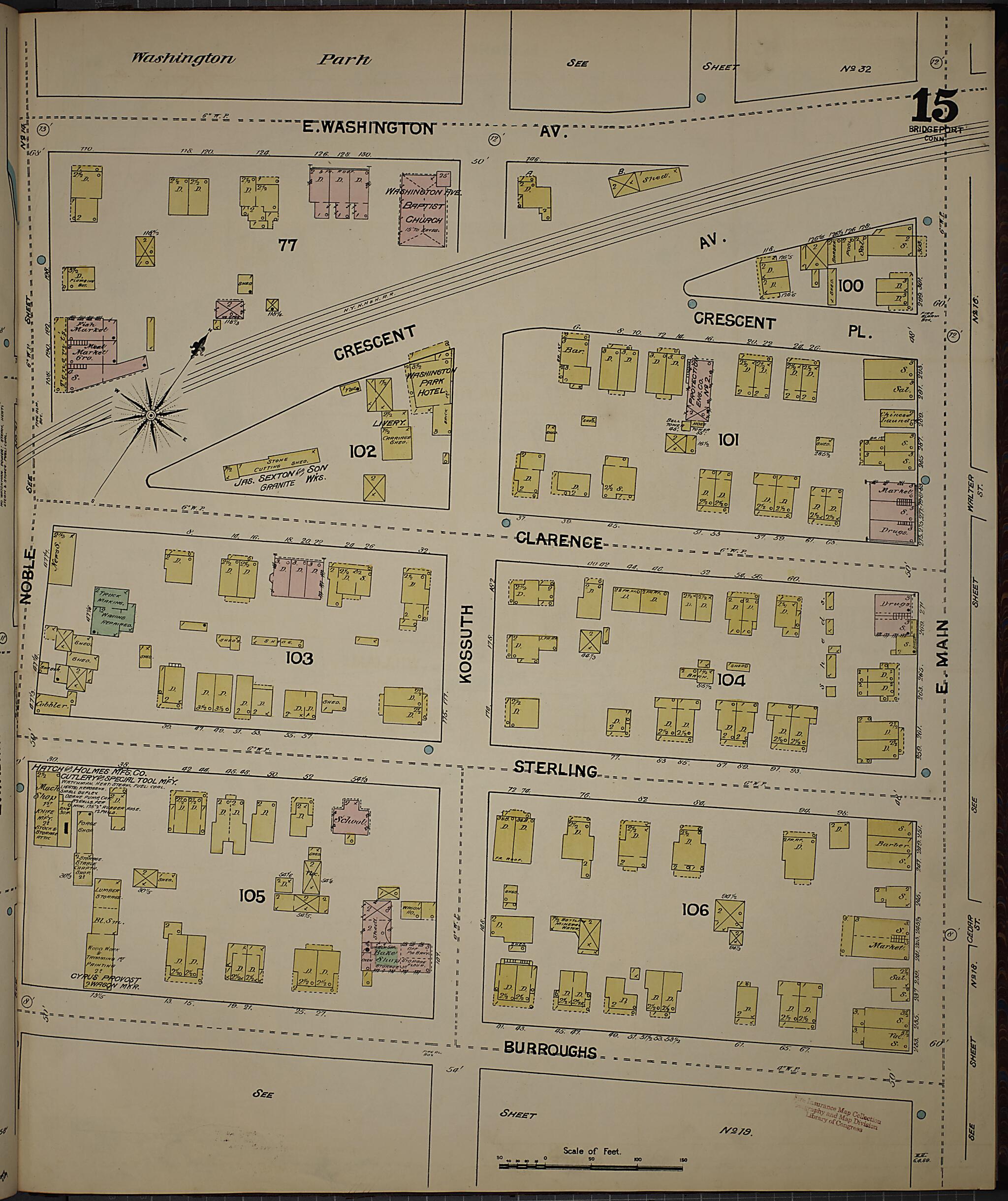 This old map of Bridgeport, Fairfield County, Connecticut was created by Sanborn Map Company in 1889