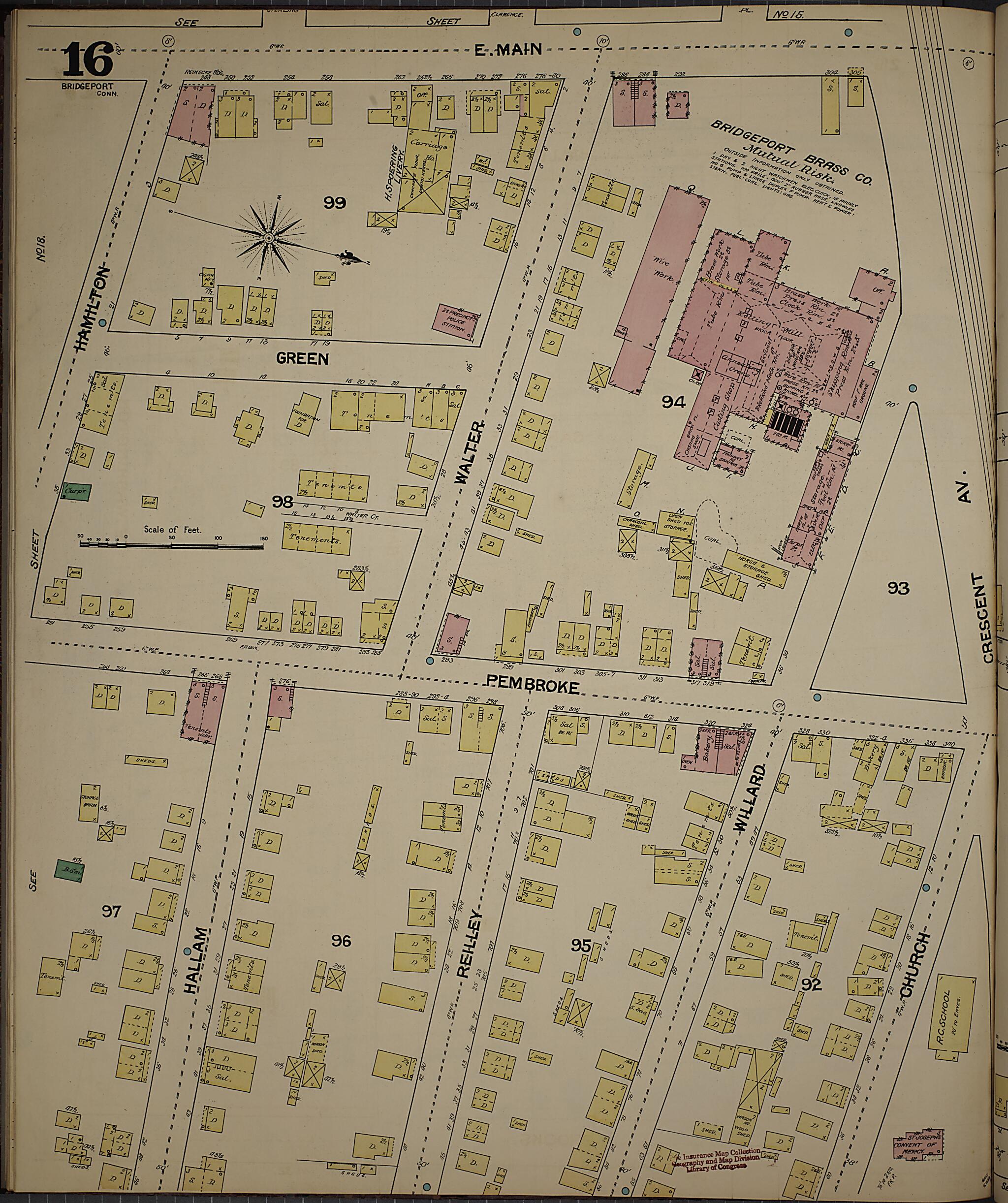This old map of Bridgeport, Fairfield County, Connecticut was created by Sanborn Map Company in 1889