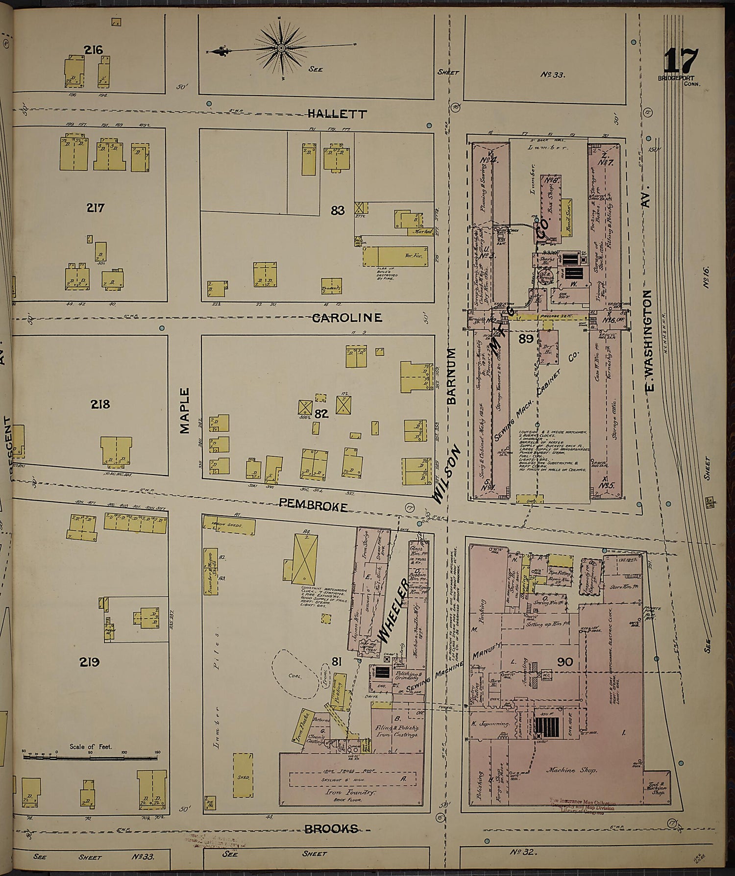 This old map of Bridgeport, Fairfield County, Connecticut was created by Sanborn Map Company in 1889