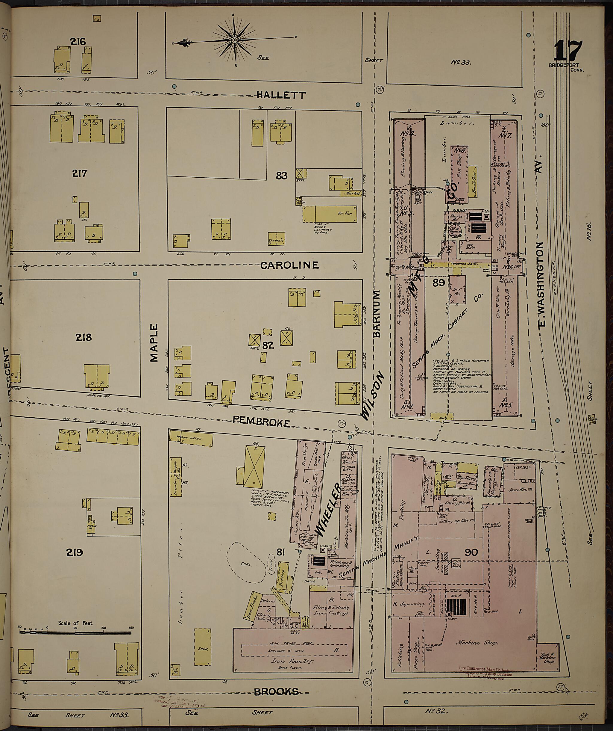 This old map of Bridgeport, Fairfield County, Connecticut was created by Sanborn Map Company in 1889